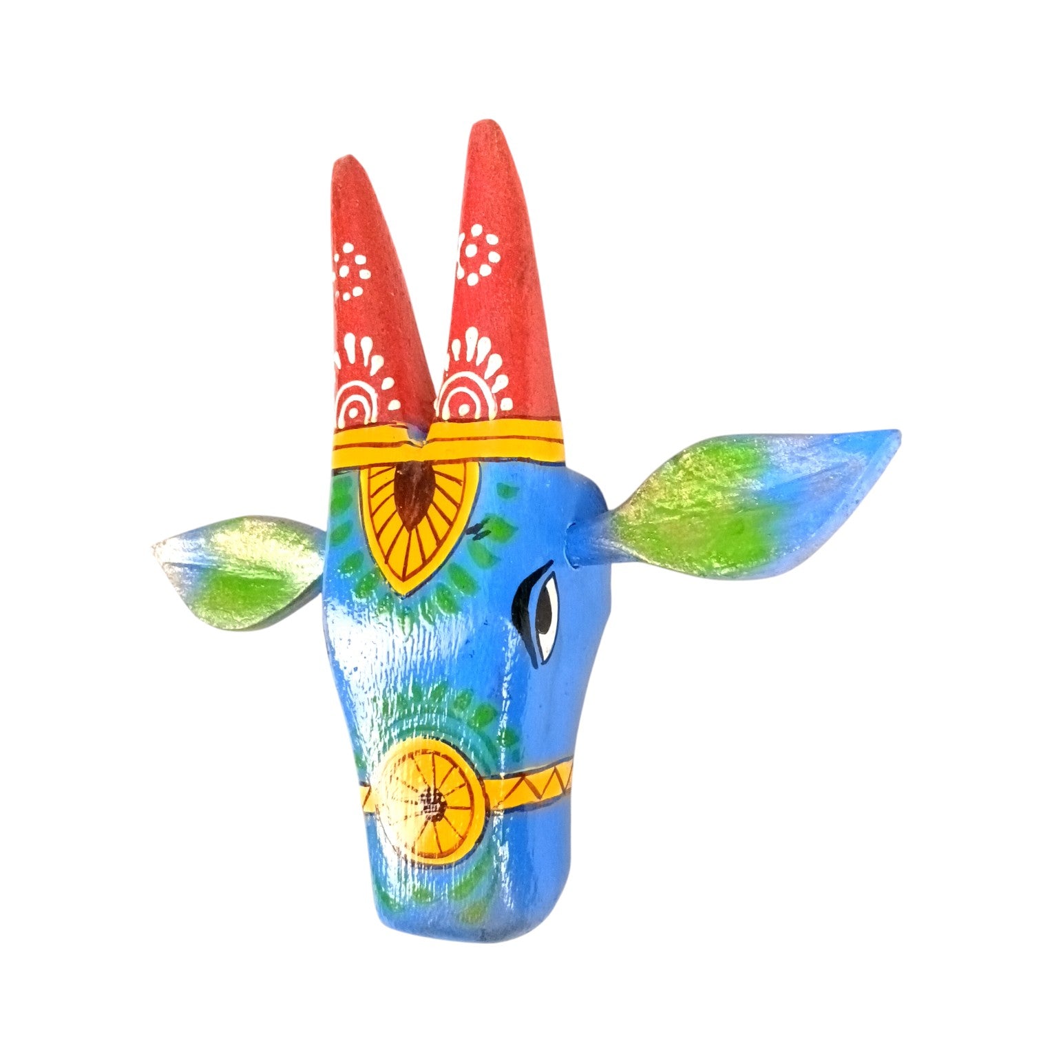 Cow Head Wall Hanging | Decorative Home Decor Showpiece for Living Room, Bedroom & Entrance | Traditional Shubh Wall Art for Positive Vibes - 6 Inch - Apkamart