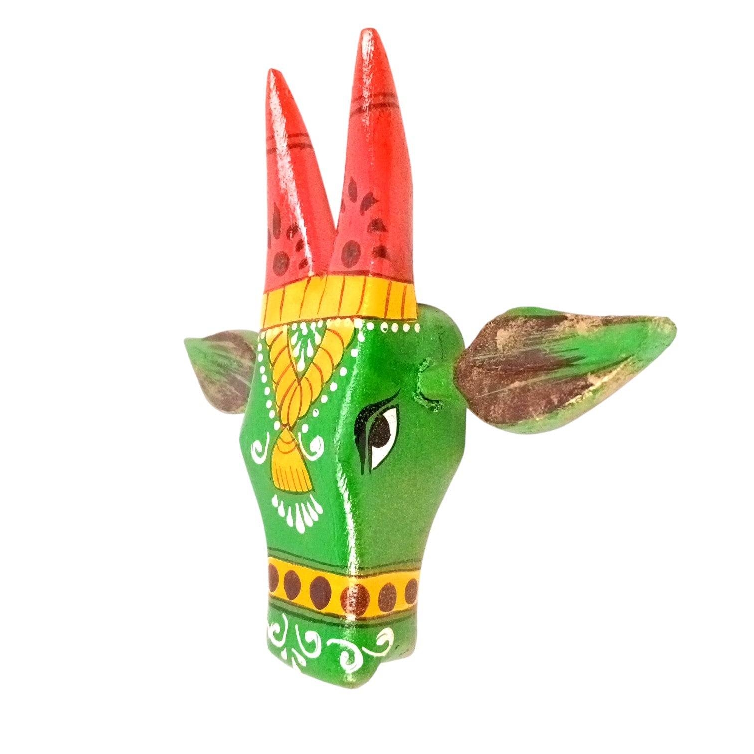 Cow Head Wall Hanging | Decorative Home Decor Showpiece for Living Room, Bedroom & Entrance | Traditional Shubh Wall Art for Positive Vibes - 6 Inch - Apkamart