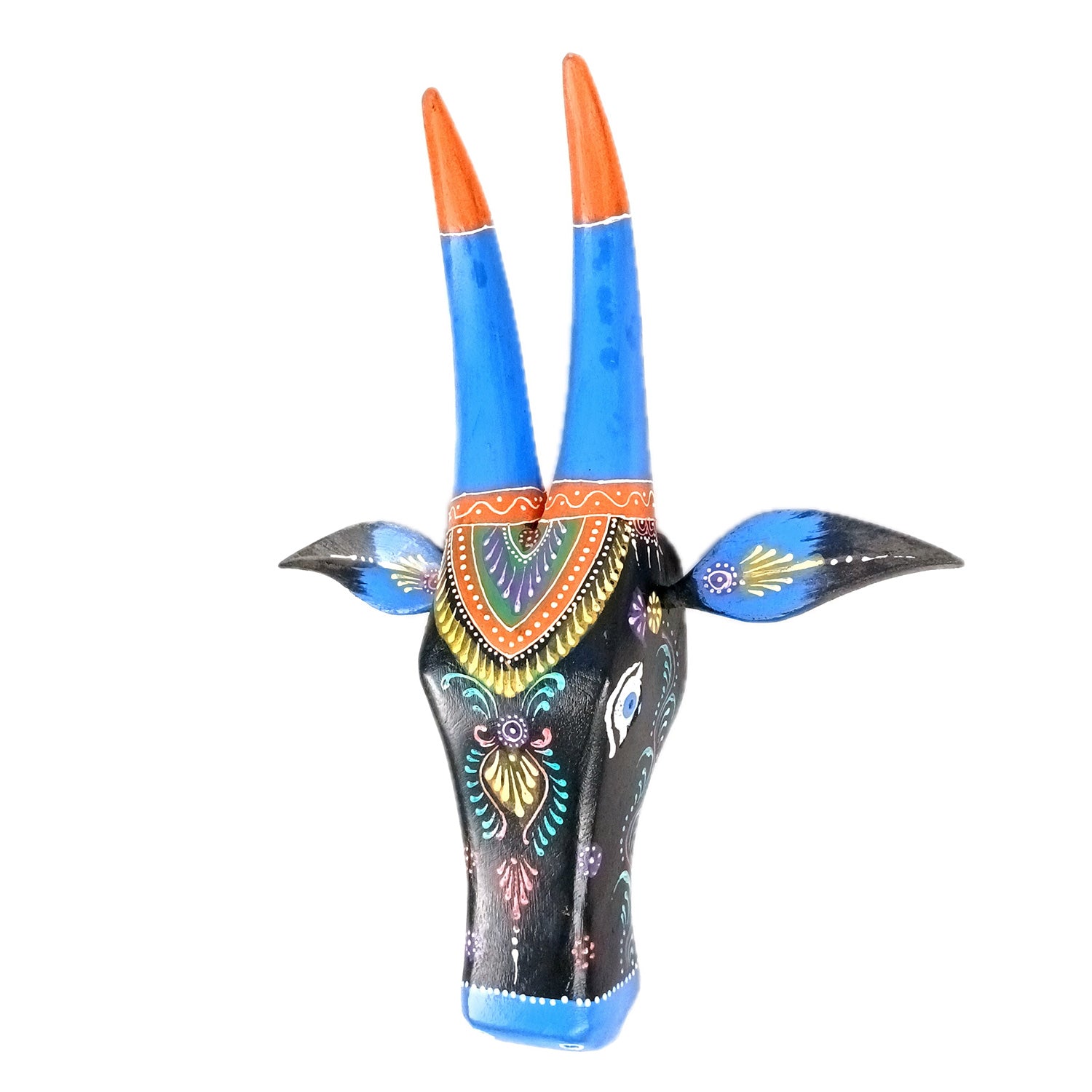 Wooden Cow Head Wall Hanging | Nandi Bull face Wall Decor - For Home, Living Room, Entrance, Puja Room & Gifts - 16 Inch - Apkamart