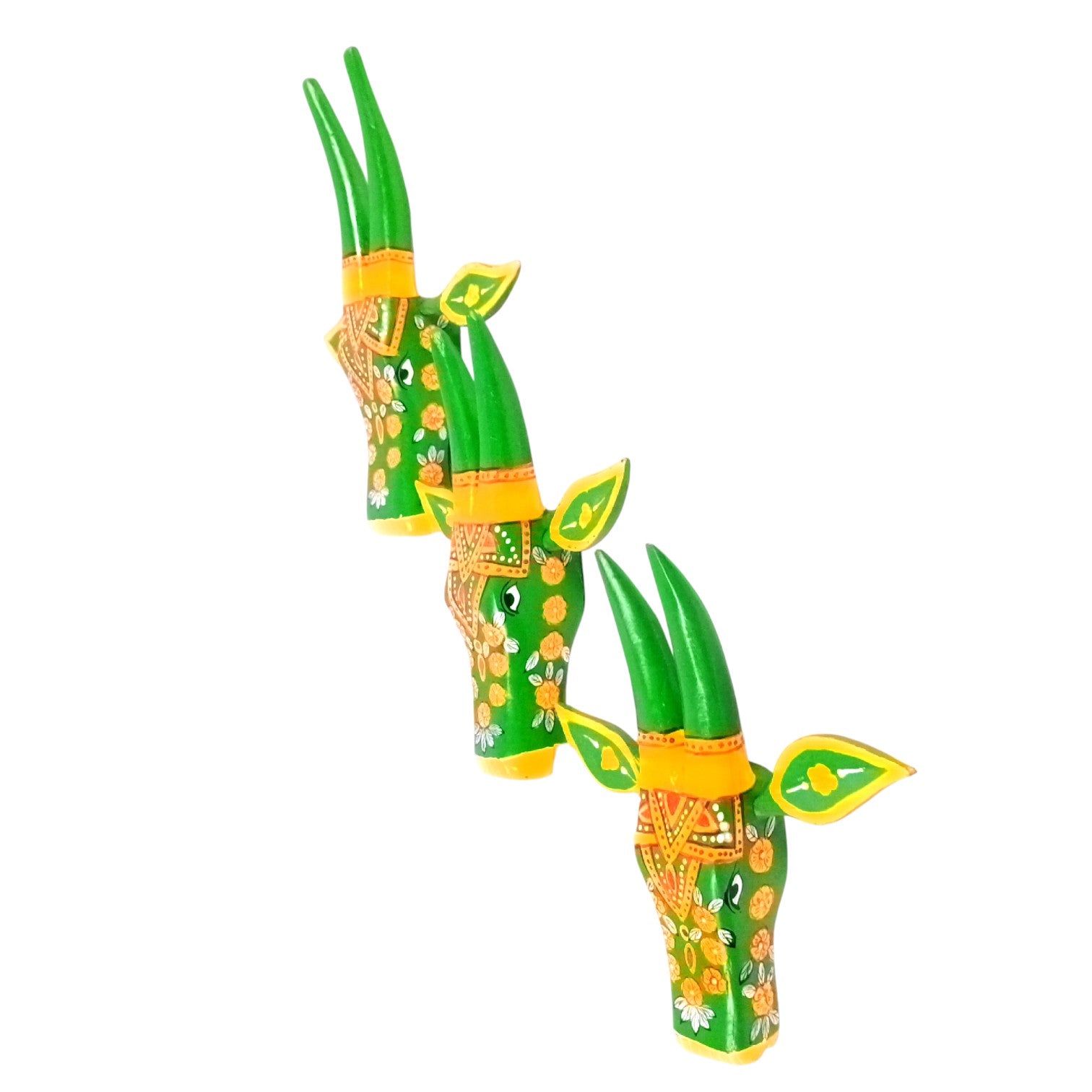 Cow Head Wall Hanging Set | Handcrafted Wall Decor | Traditional Vastu Wall Art for Happiness, Positivity & Home Decoration - 13 Inch (Set Of 3) - Apkamart