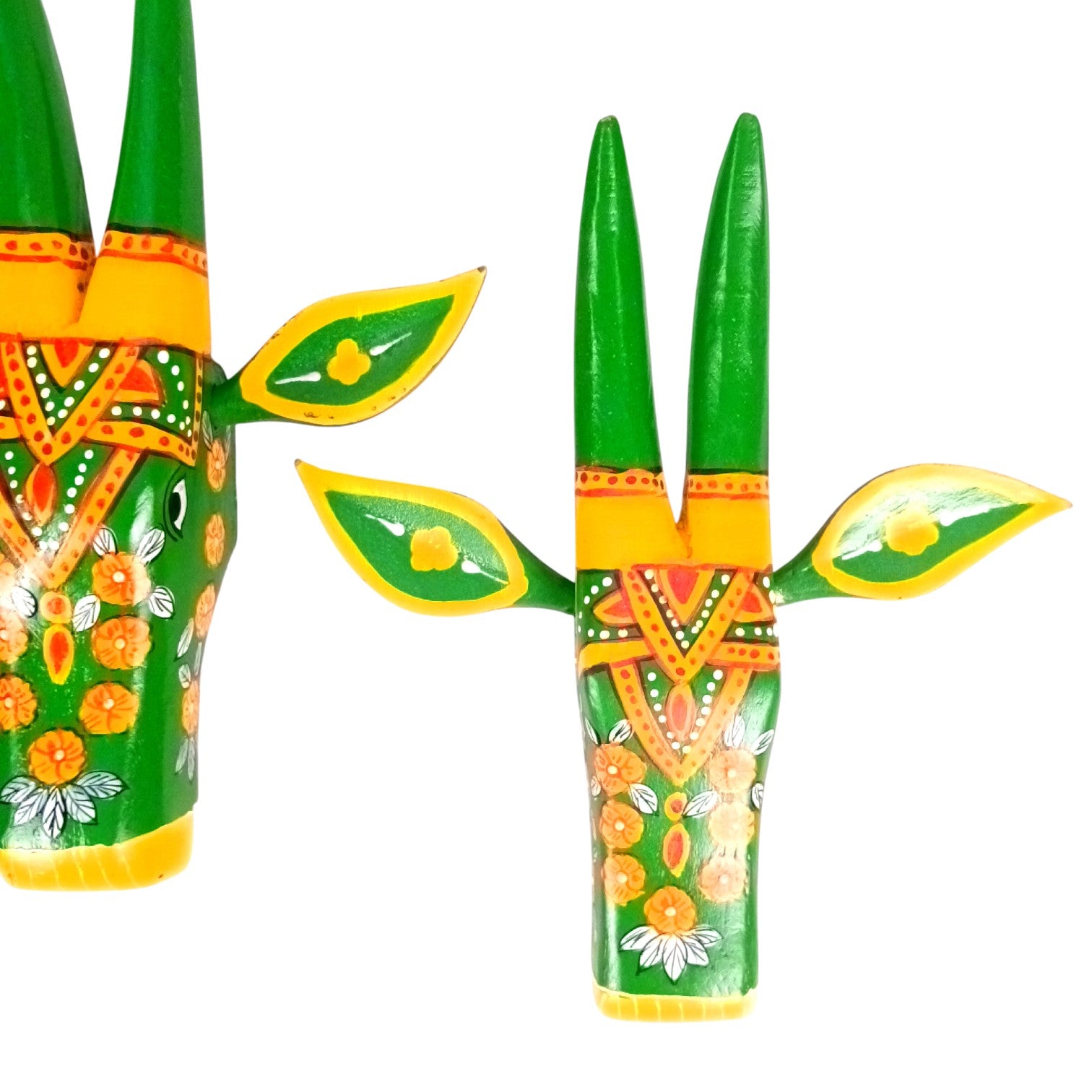 Cow Head Wall Hanging Set | Handcrafted Wall Decor | Traditional Vastu Wall Art for Happiness, Positivity & Home Decoration - 13 Inch (Set Of 3) - Apkamart