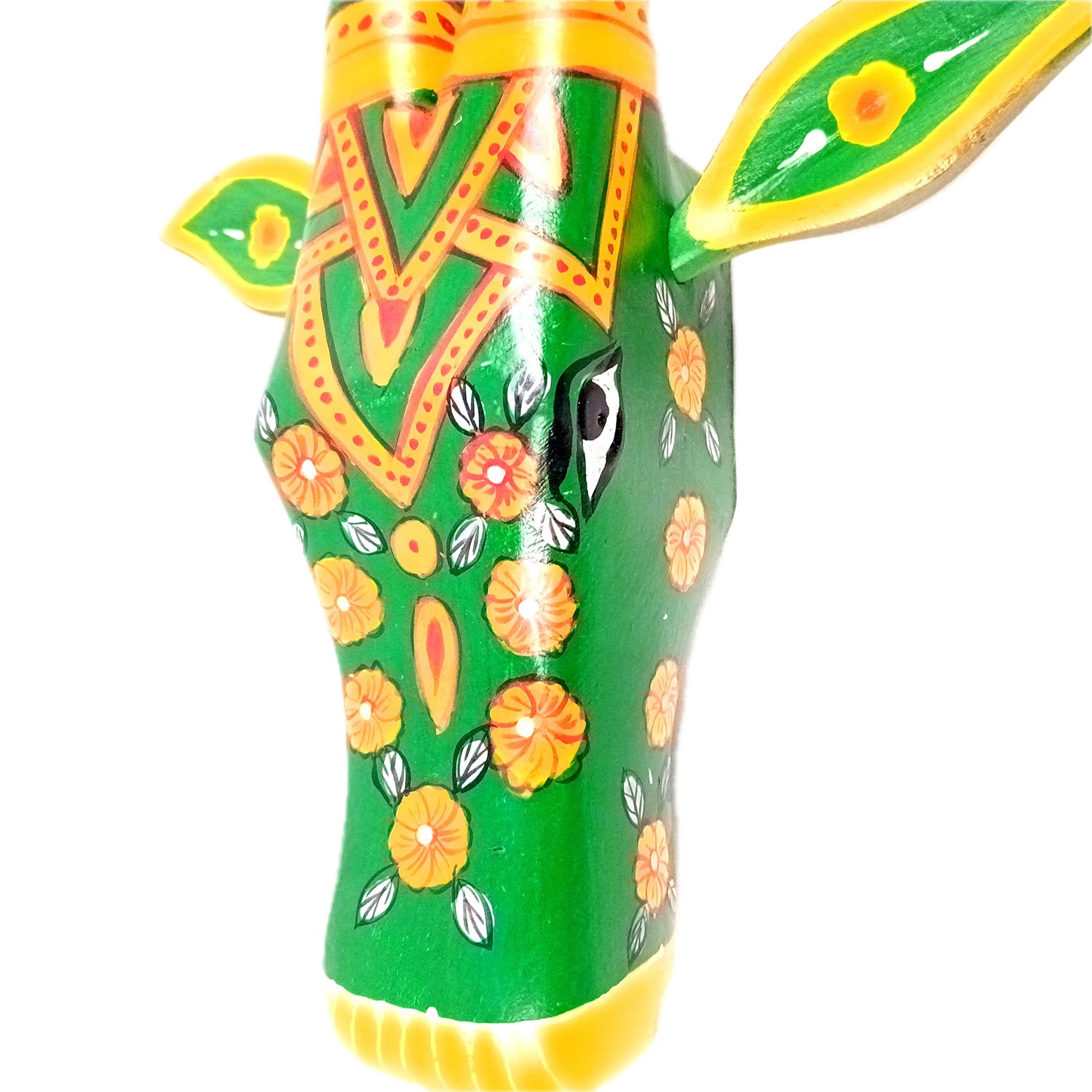 Wooden Cow Head Wall Hanging | Nandi Bull face Wall Decor - For Home, Living Room, Entrance, Puja Room & Gifts - 12 Inch - Apkamart