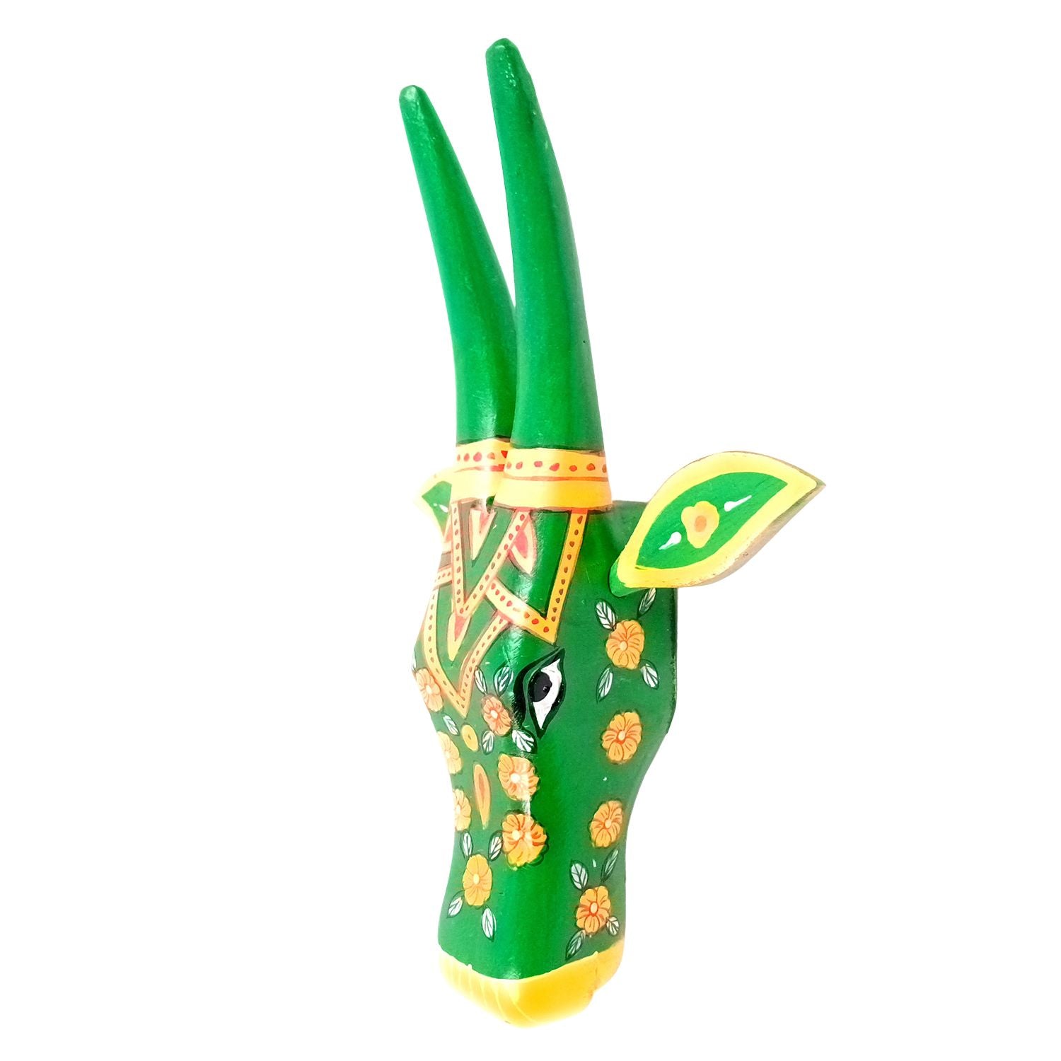 Wooden Cow Head Wall Hanging | Nandi Bull face Wall Decor - For Home, Living Room, Entrance, Puja Room & Gifts - 12 Inch - Apkamart