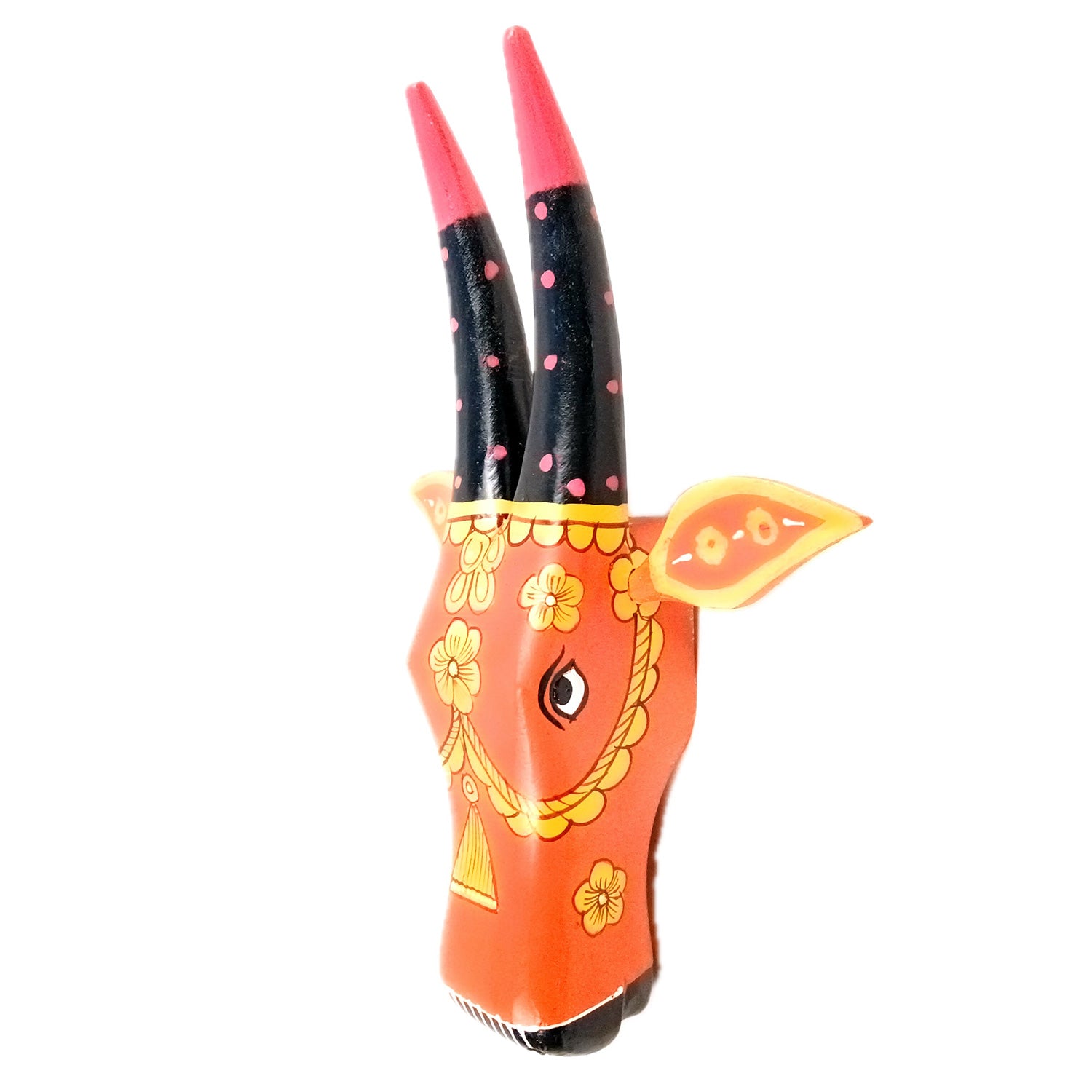 Wooden Cow Head Wall Hanging | Nandi Bull face Wall Decor - For Home, Living Room, Entrance, Puja Room & Gifts - 12 Inch - Apkamart #Size_Big