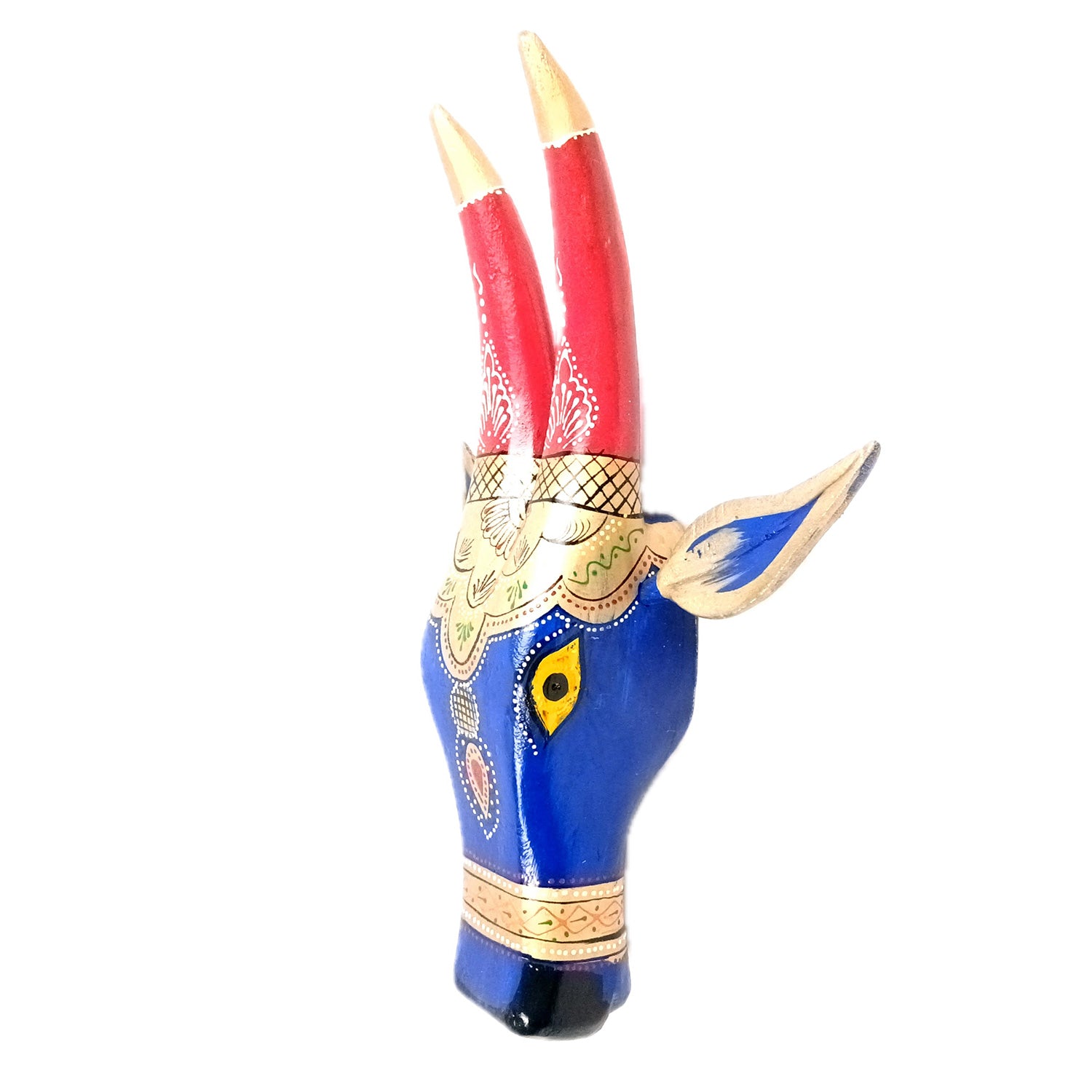 Wooden Cow Head Wall Hanging | Nandi Bull face With Detachable Ears Wall Decor - For Home, Living Room, Entrance, Puja Room & Gifts - 15 Inch - Apkamart #Style_Design 1