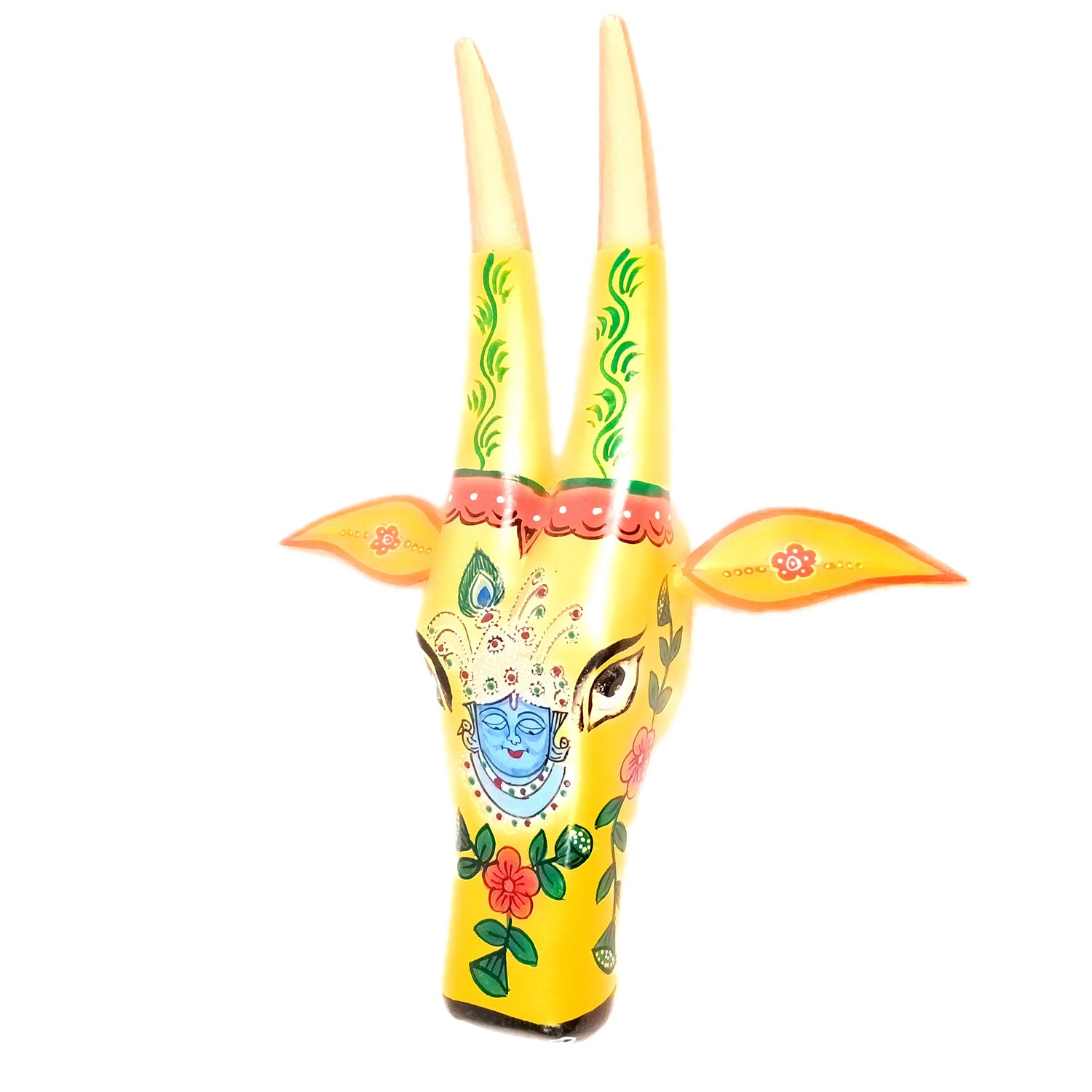 Wooden Cow Head Wall Hanging | Nandi Bull face With Detachable Ears Wall Decor - For Home, Living Room, Entrance, Puja Room & Gifts - 15 Inch - Apkamart #Style_Design 3