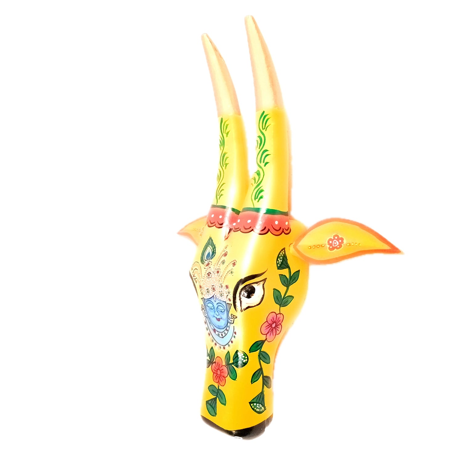 Wooden Cow Head Wall Hanging | Nandi Bull face With Detachable Ears Wall Decor - For Home, Living Room, Entrance, Puja Room & Gifts - 15 Inch - Apkamart #Style_Design 3