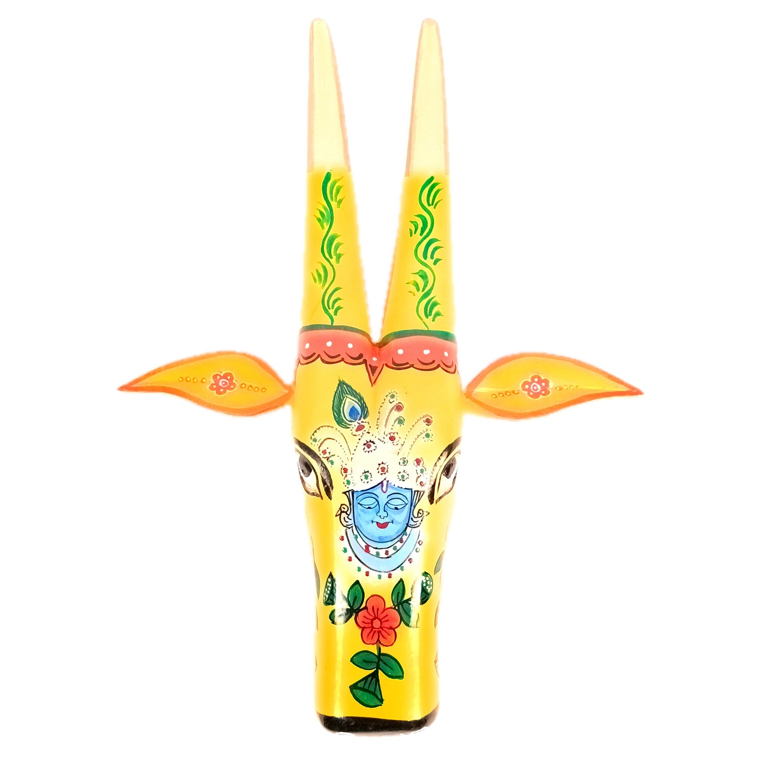 Wooden Cow Head Wall Hanging | Nandi Bull face With Detachable Ears Wall Decor - For Home, Living Room, Entrance, Puja Room & Gifts - 15 Inch - Apkamart #Style_Design 3