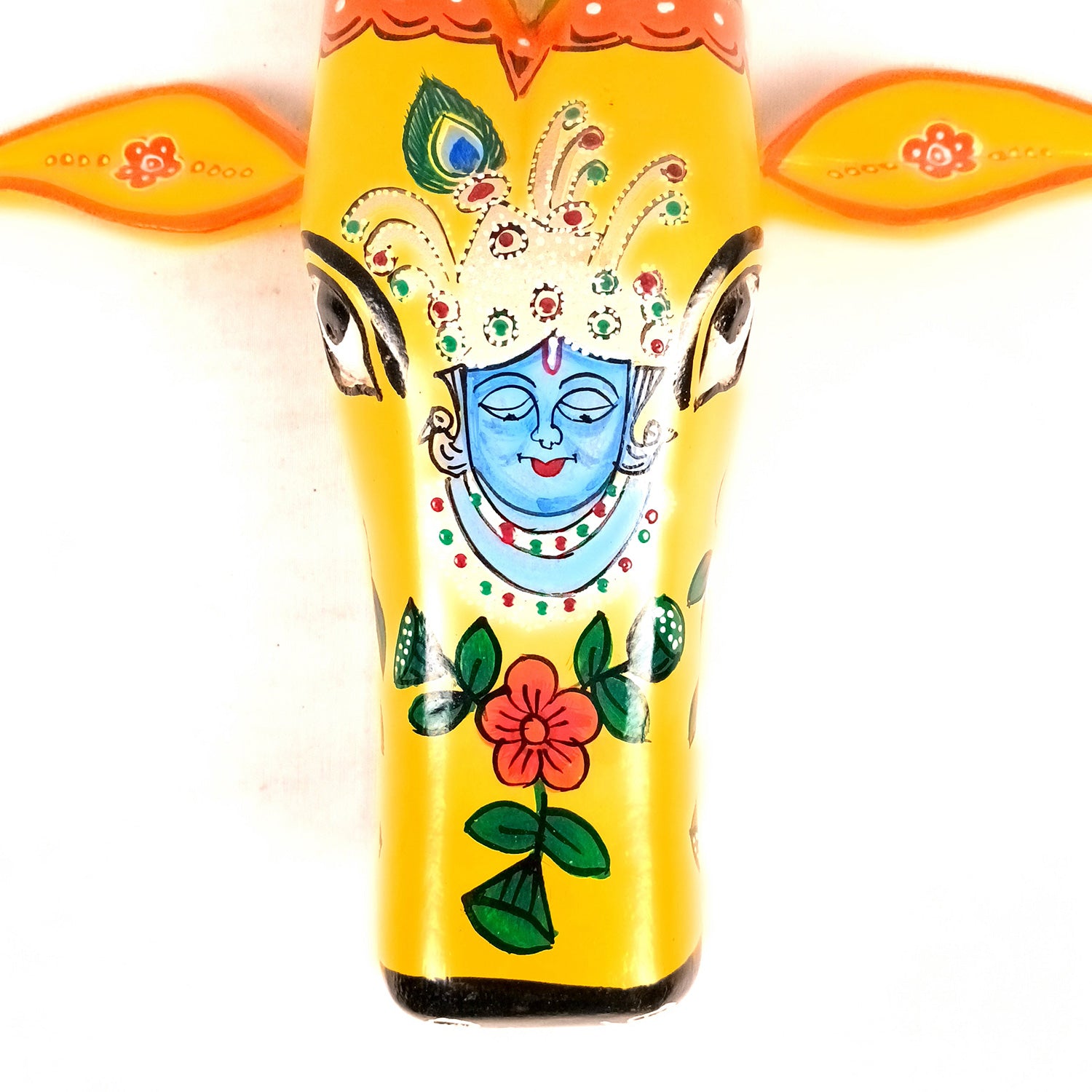 Wooden Cow Head Wall Hanging | Nandi Bull face With Detachable Ears Wall Decor - For Home, Living Room, Entrance, Puja Room & Gifts - 15 Inch - Apkamart #Style_Design 3