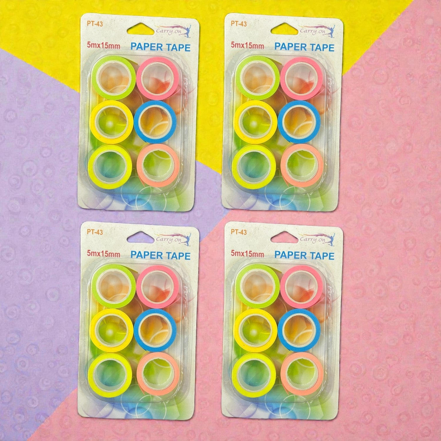 Colorful Craft Tape for Kids DIY Artwork | Designer Decorative Tape for Scrapbooking Journaling School Creations | Creative Tape Rolls for Return Gift Kits - pkamart #Style_Pack Of 4