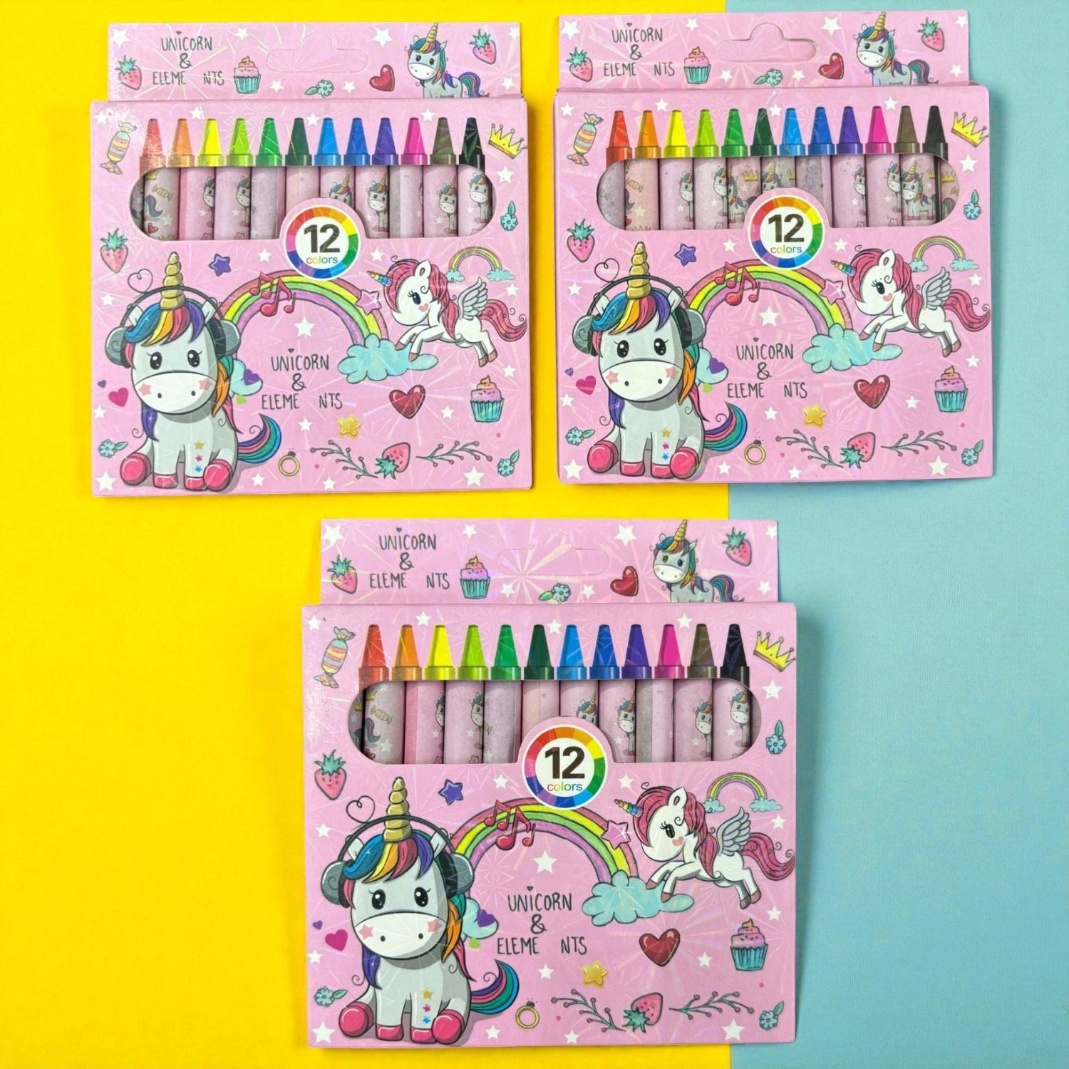 Color Wax Crayons | Non-Toxic Wax Crayons for Kids, Students & Artists | 12 Crayons in Each Pack | Smooth Coloring Crayons for Drawing, Sketching - Apkamart #Style_Pack Of 3