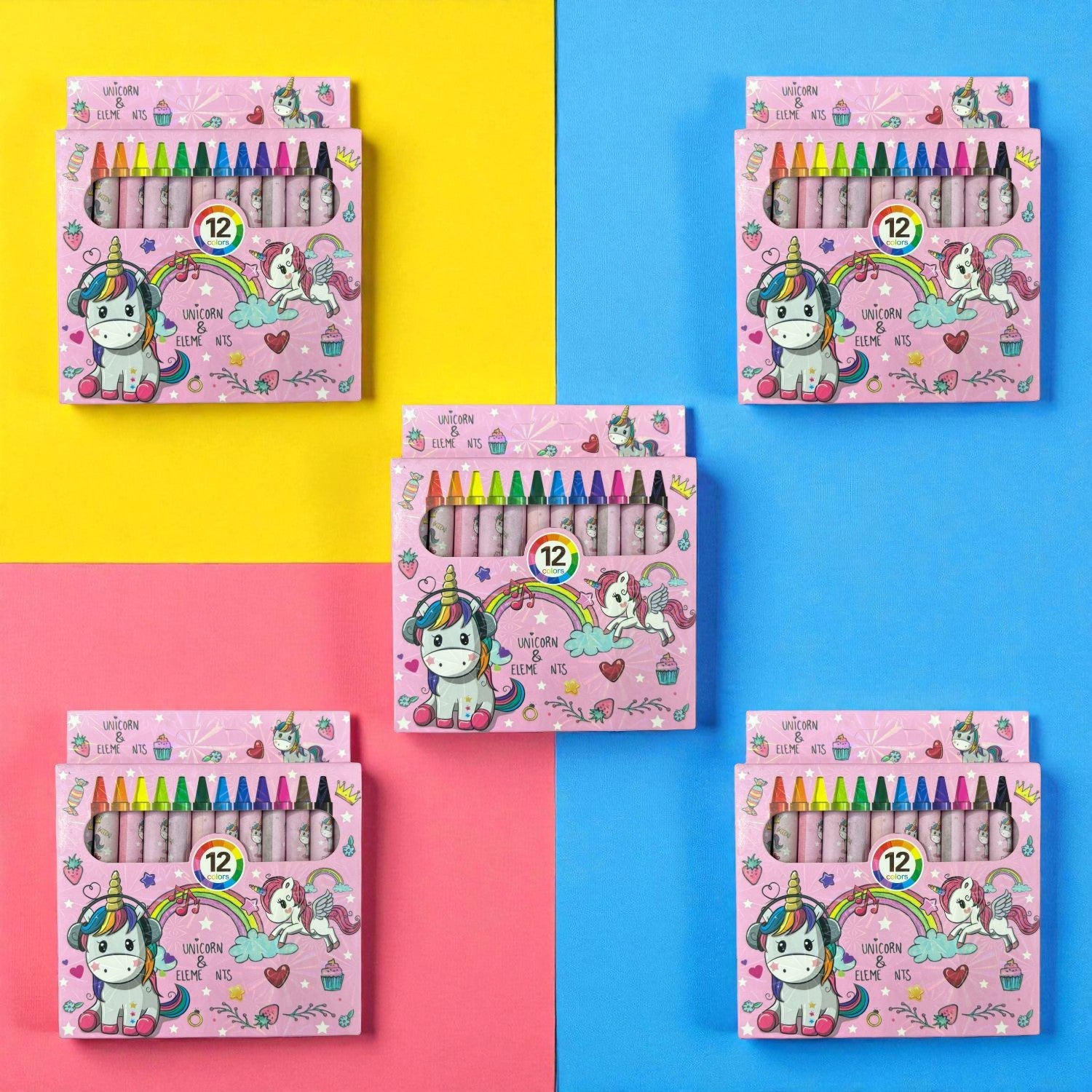 Color Wax Crayons | Non-Toxic Wax Crayons for Kids, Students & Artists | 12 Crayons in Each Pack | Smooth Coloring Crayons for Drawing, Sketching - Apkamart #Style_Pack Of 5