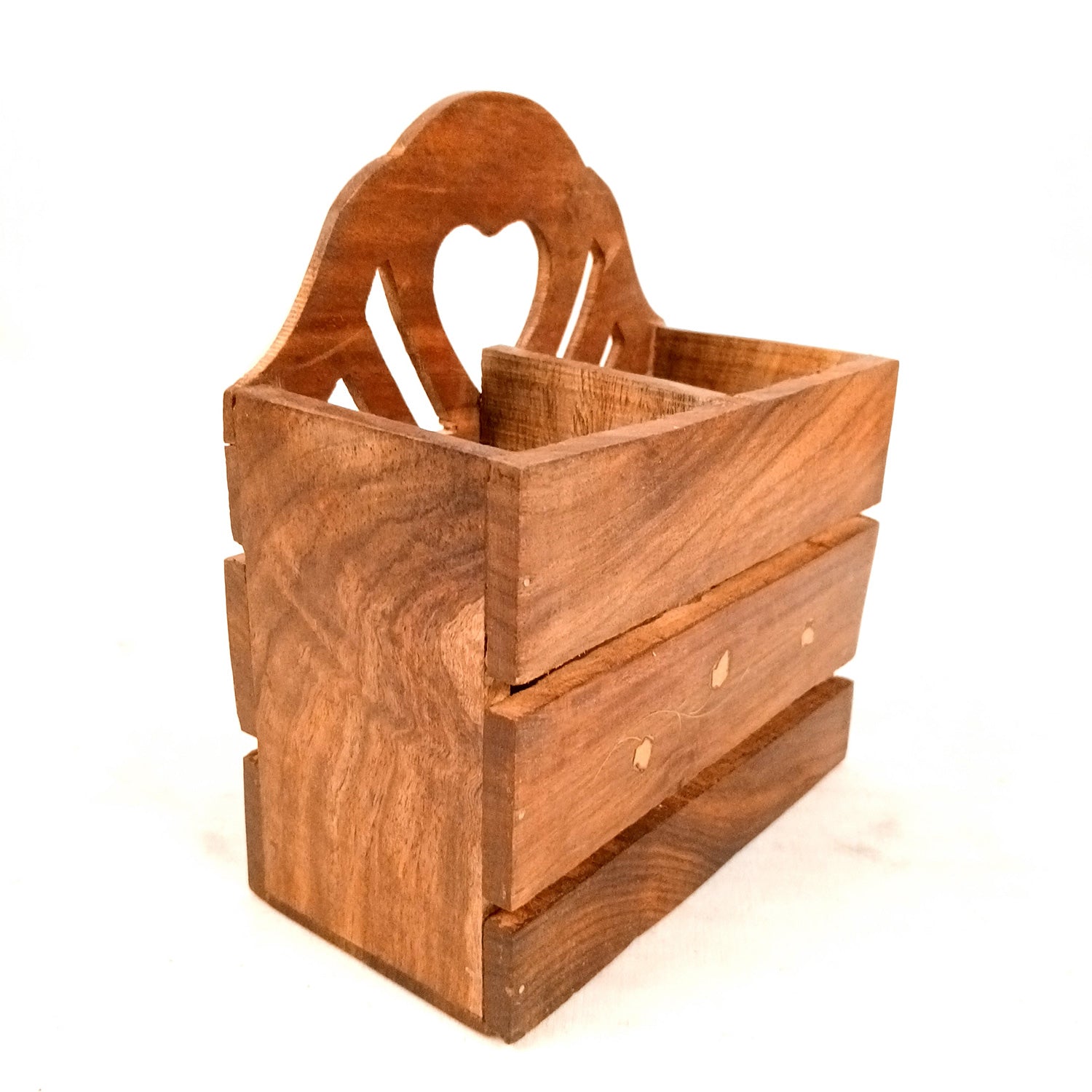 Wooden Cutlery Holder | Spoon Holder With 2 Section| Fork Organizer | Pen Stand - Multipurpose Holders - for Home, Dining Table, Utensil Holder for Kitchen Counter - 8 Inch (Pack Of 2) - Apkamart