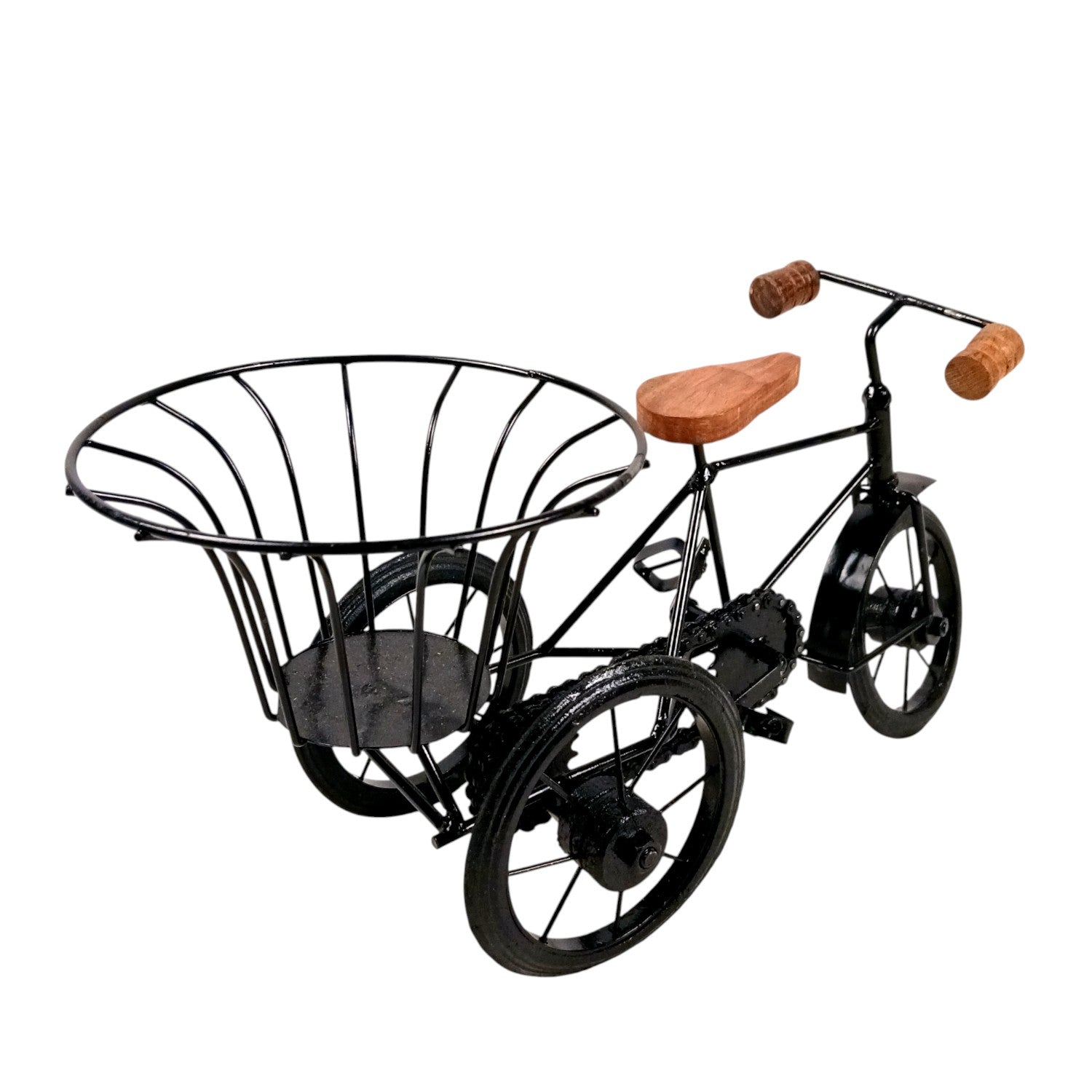 Cycle Showpiece | Antique Miniature Metal Rickshaw With Basket Showpiece - for Home Décor, Table Top, Office Desk, Living Room, Shelf & Gifts - 14 Inch (Pack Of 2) - Apkamart