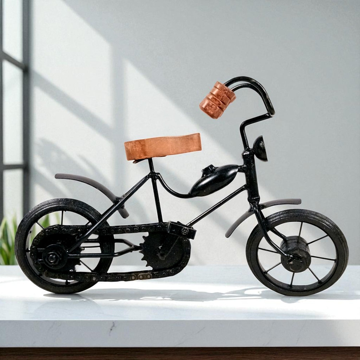 Cycle Showpiece | Antique Miniature Bike | Metal Bicycle Showpiece - for Home Décor, Table Top, Office Desk, Living Room, Shelf & Gifts - 11 Inch - Apkamart