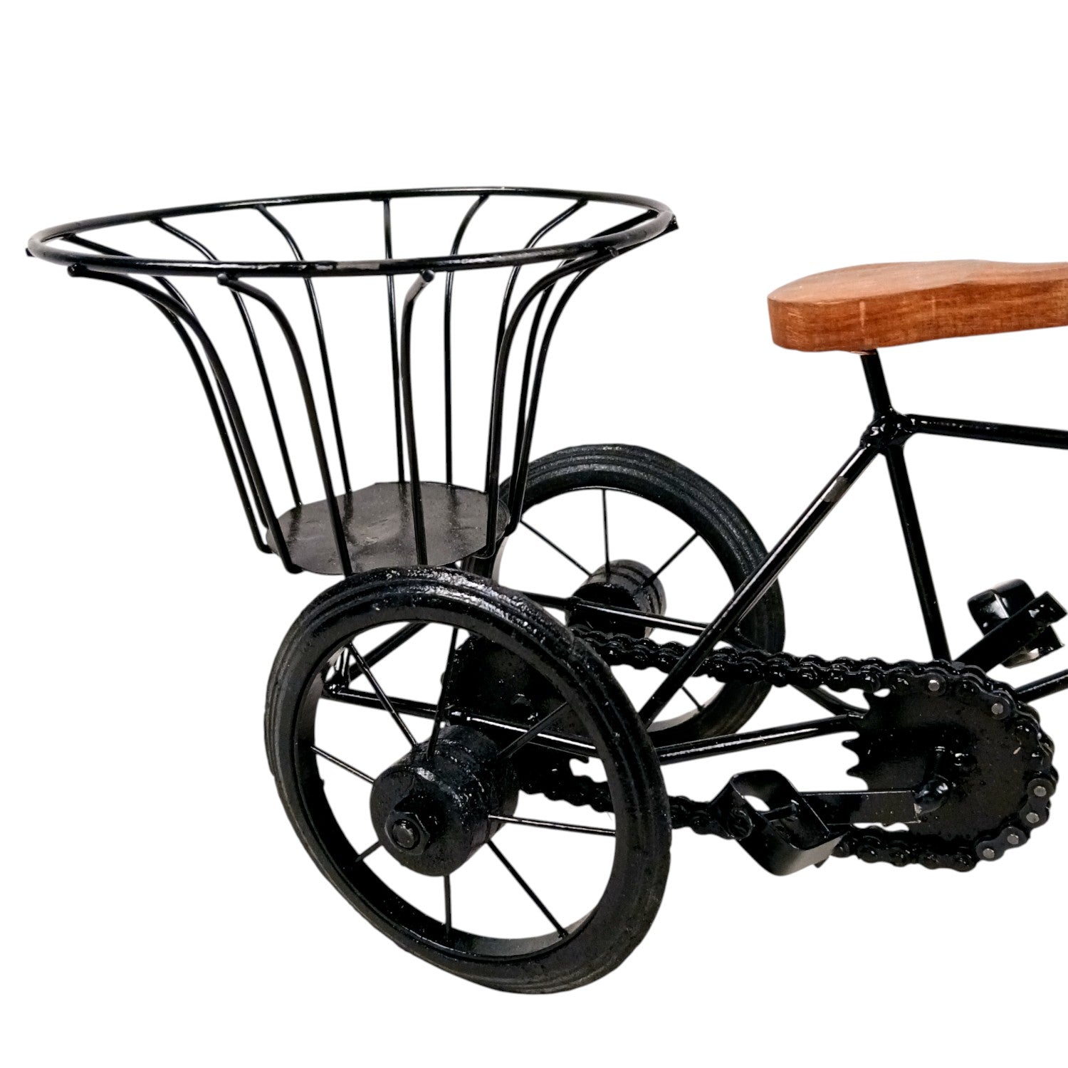 Cycle Showpiece | Antique Miniature Metal Rickshaw With Basket Showpiece - for Home Décor, Table Top, Office Desk, Living Room, Shelf & Gifts - 14 Inch (Pack Of 2) - Apkamart