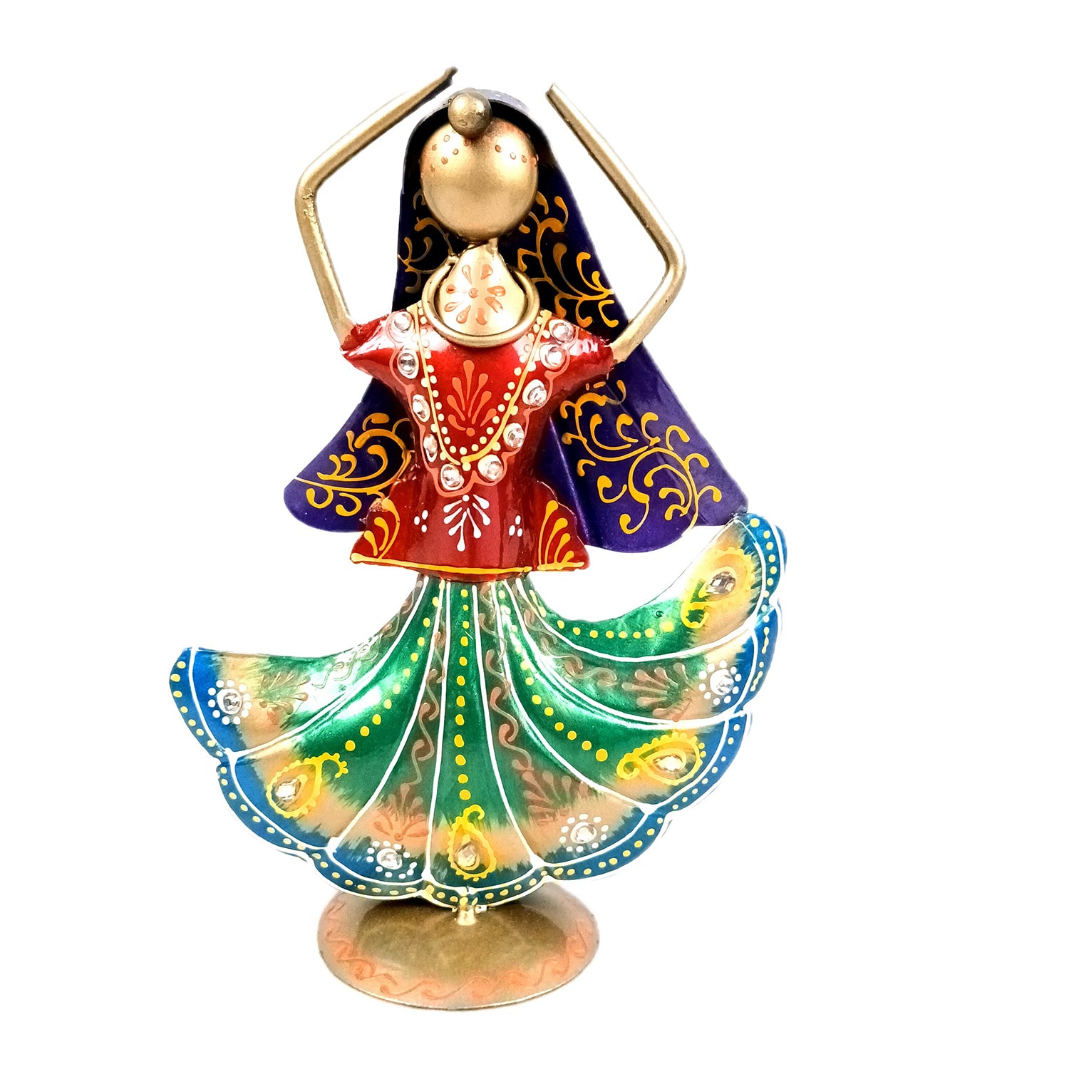 Dancing Lady Figurines Set of 3 | Handcrafted Metal Dolls - for Home, Table Decor, Living room & Gifts - 9 Inch (Pack of 3) - Apkamart #Style_Design 1