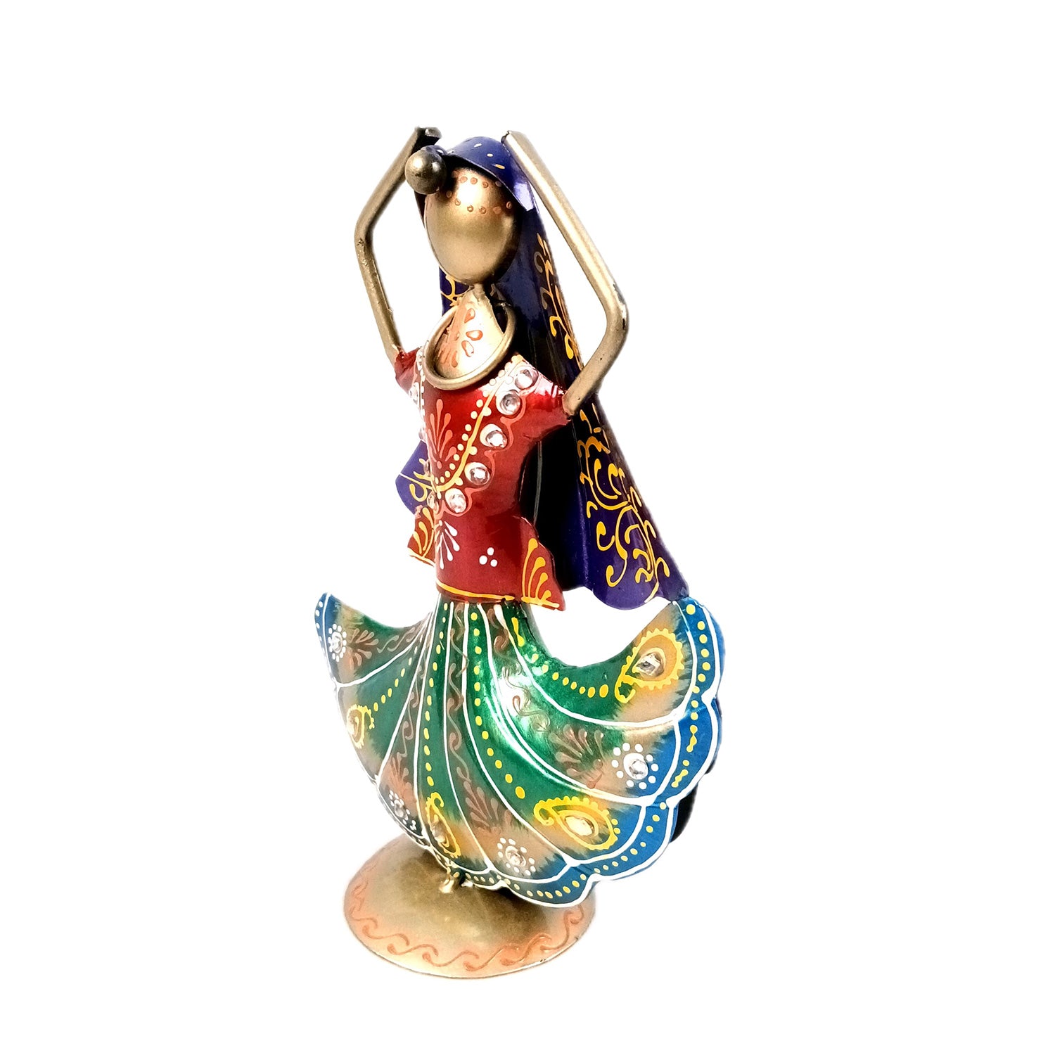 Dancing Lady Figurines Set of 3 | Handcrafted Metal Dolls - for Home, Table Decor, Living room & Gifts - 9 Inch (Pack of 3) - Apkamart #Style_Design 1