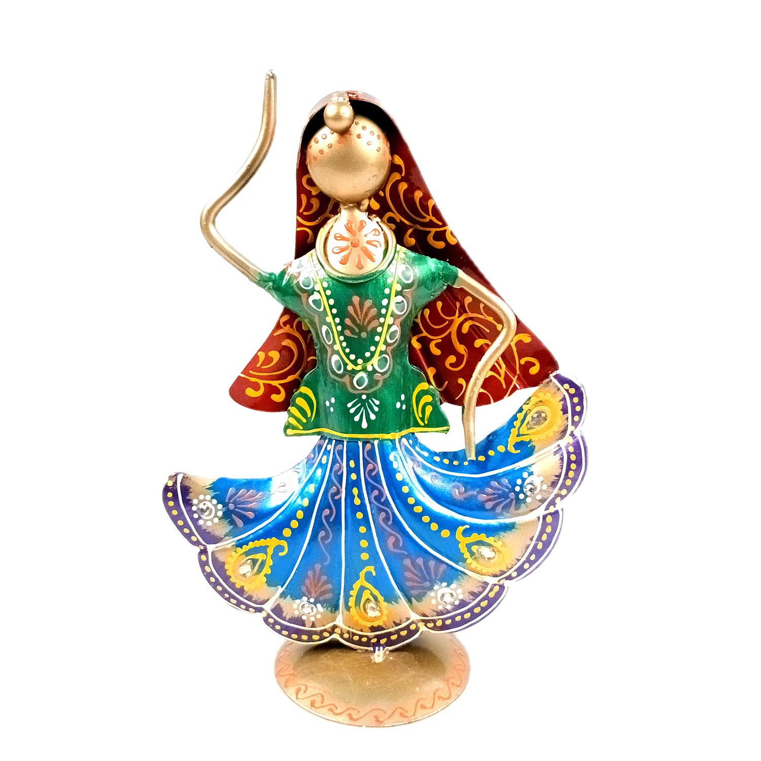 Dancing Lady Figurines Set of 3 | Handcrafted Metal Dolls - for Home, Table Decor, Living room & Gifts - 9 Inch (Pack of 3) - Apkamart #Style_Design 1