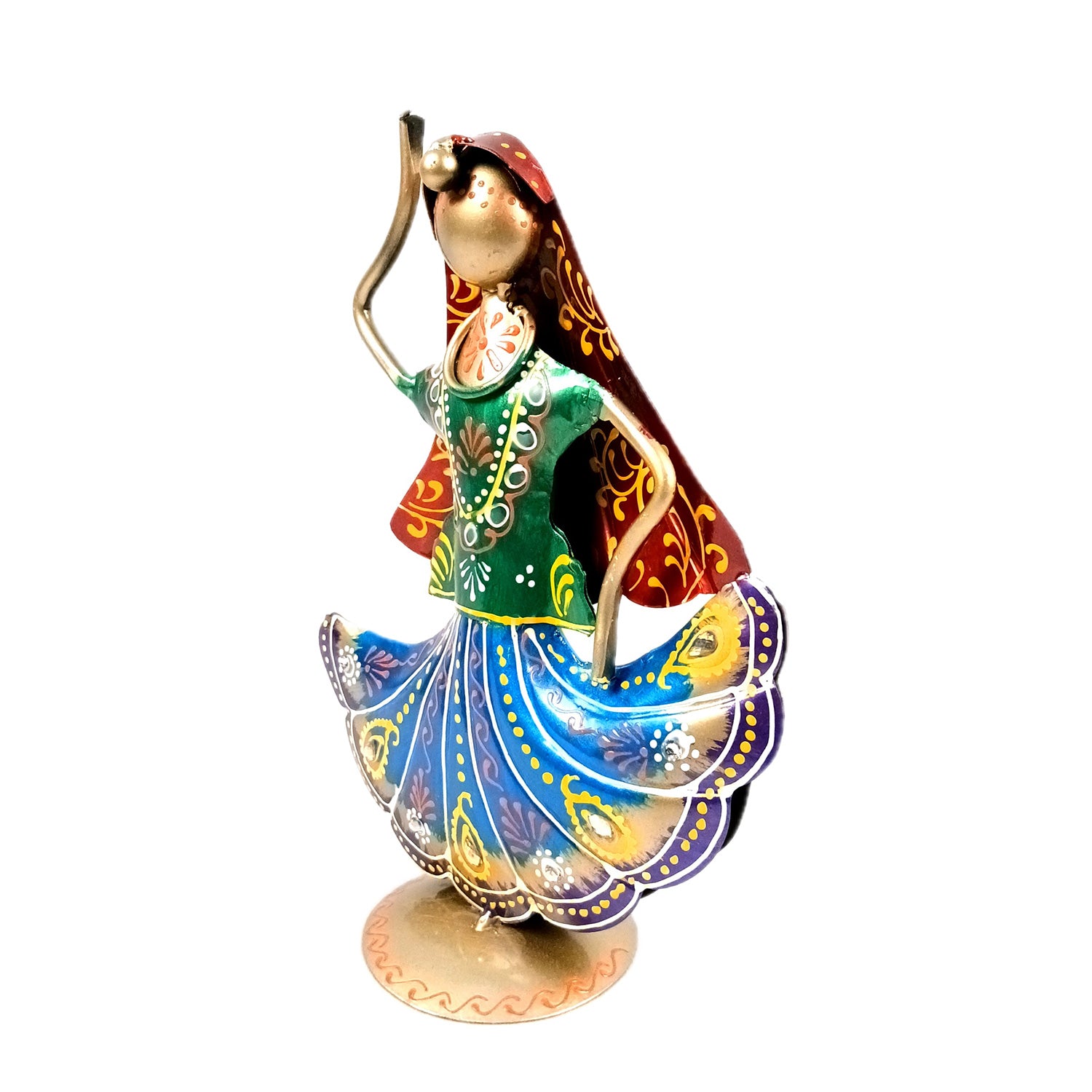 Dancing Lady Figurines Set of 3 | Handcrafted Metal Dolls - for Home, Table Decor, Living room & Gifts - 9 Inch (Pack of 3) - Apkamart #Style_Design 1