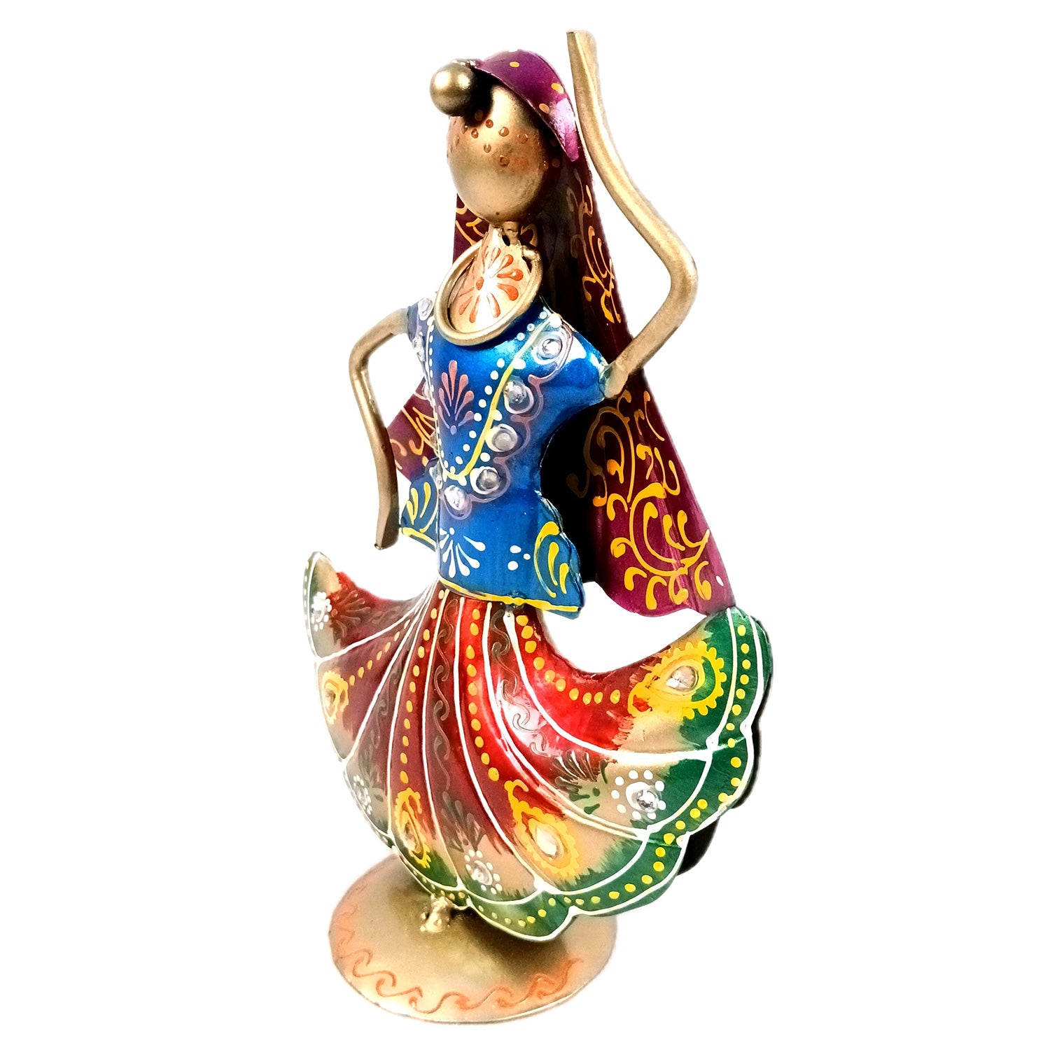 Dancing Lady Figurines Set of 3 | Handcrafted Metal Dolls - for Home, Table Decor, Living room & Gifts - 9 Inch (Pack of 3) - Apkamart #Style_Design 1