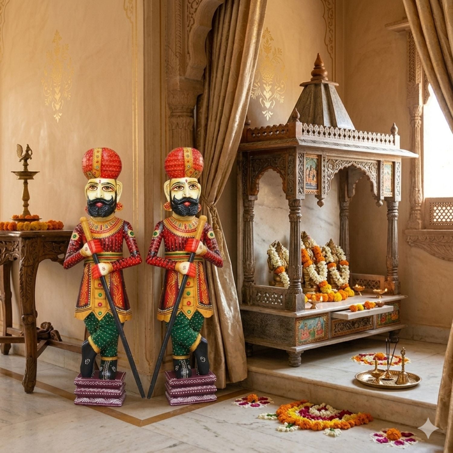 Wooden Darbaan Set Of 2 Royal Guard Home - 36 Inch-Apkmart