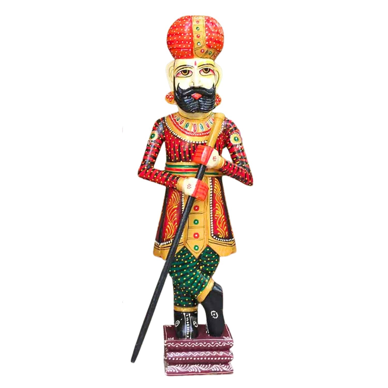Wooden Darbaan or Royal Guards Showpiece Figurine | Decorative Big Darban Chowkidar Statue for Home Decor, Room Decor and Gifts - 36 Inch (Set of 2)