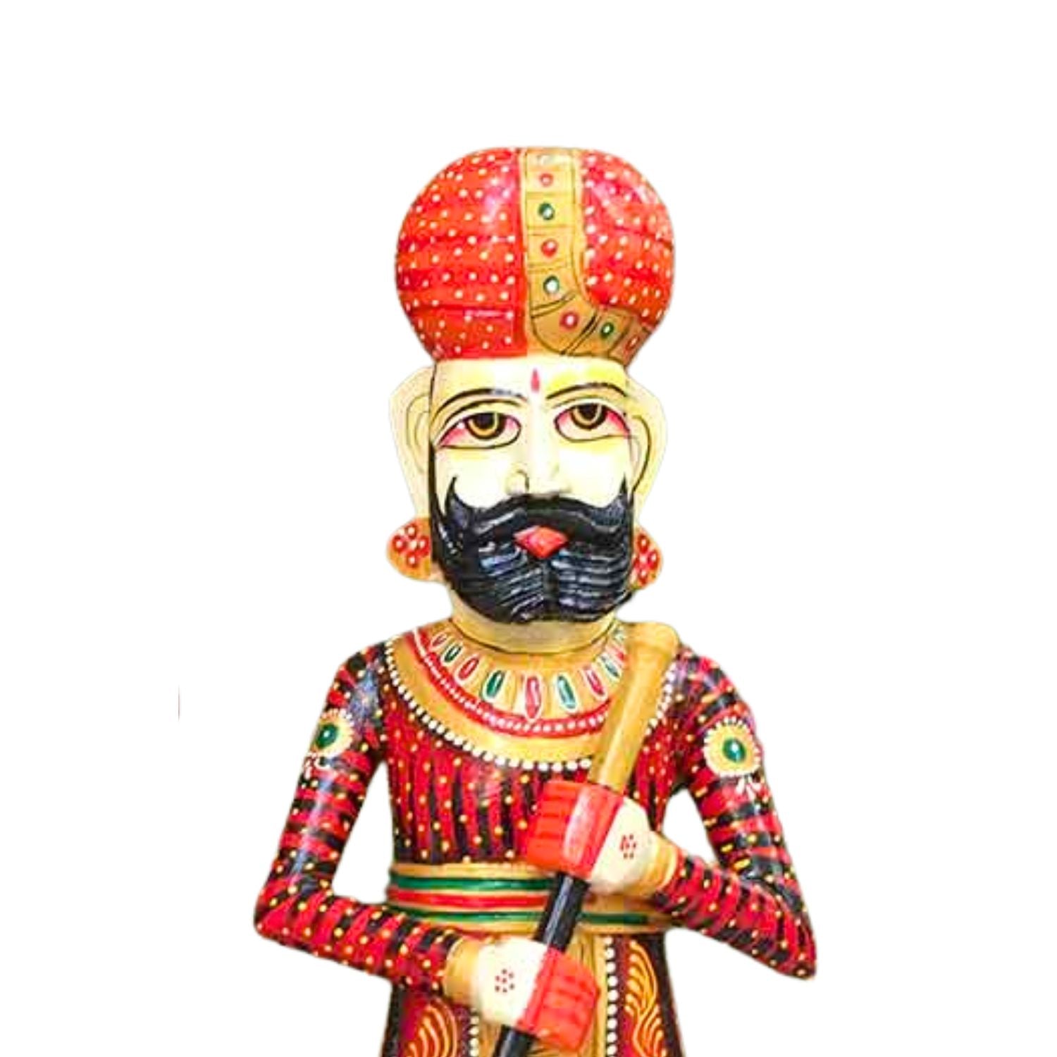 Wooden Darbaan or Royal Guards Showpiece Figurine | Decorative Big Darban Chowkidar Statue for Home Decor, Room Decor and Gifts - 36 Inch (Set of 2)