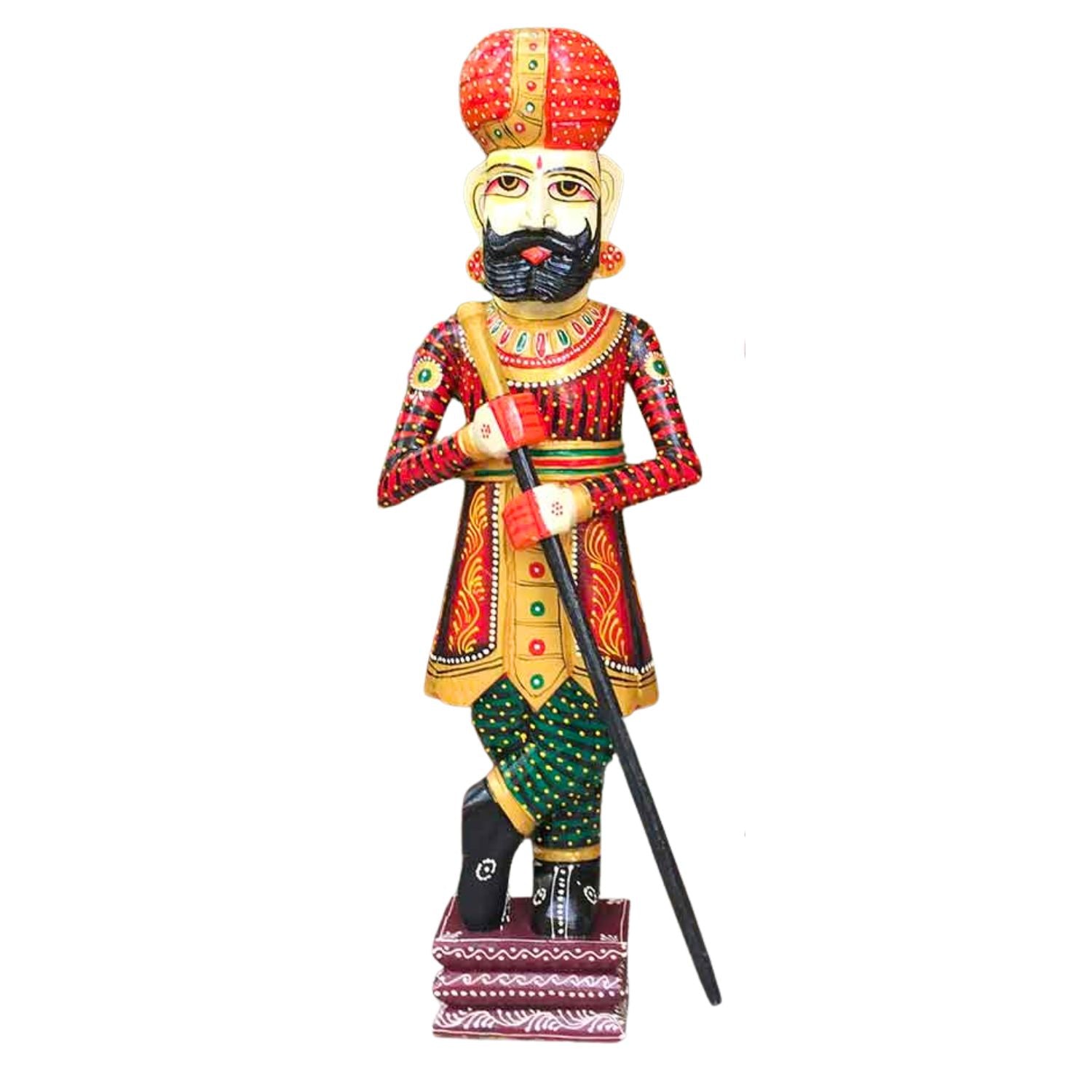 Wooden Darbaan or Royal Guards Showpiece Figurine | Decorative Big Darban Chowkidar Statue for Home Decor, Room Decor and Gifts - 36 Inch (Set of 2)