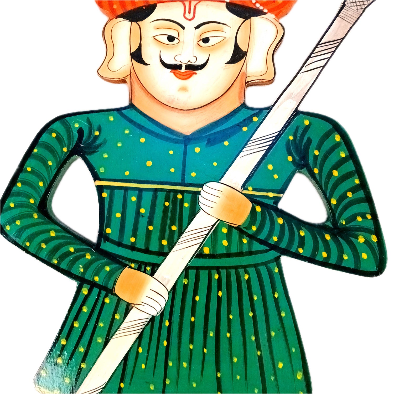 Wooden Darbaan Wall Hanging | Royal Guards Set | Rajasthani Wall Decor - for Home, Living room, Entrance Decor & Gifts - 16 Inch (Wood, Green) - Apkamart