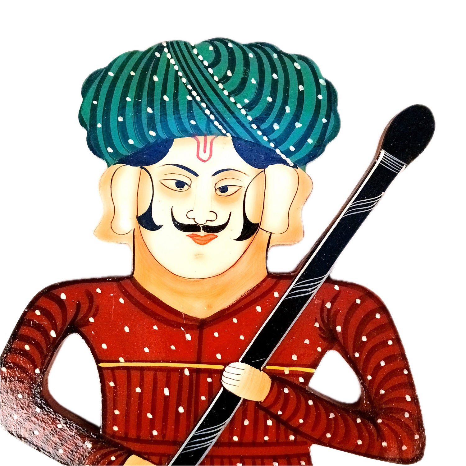 Wooden Darbaan Wall Hanging | Royal Guards Set | Rajasthani Wall Decor - for Home, Living room, Entrance Decor & Gifts - 16 Inch (Wood, Red) - Apkamart