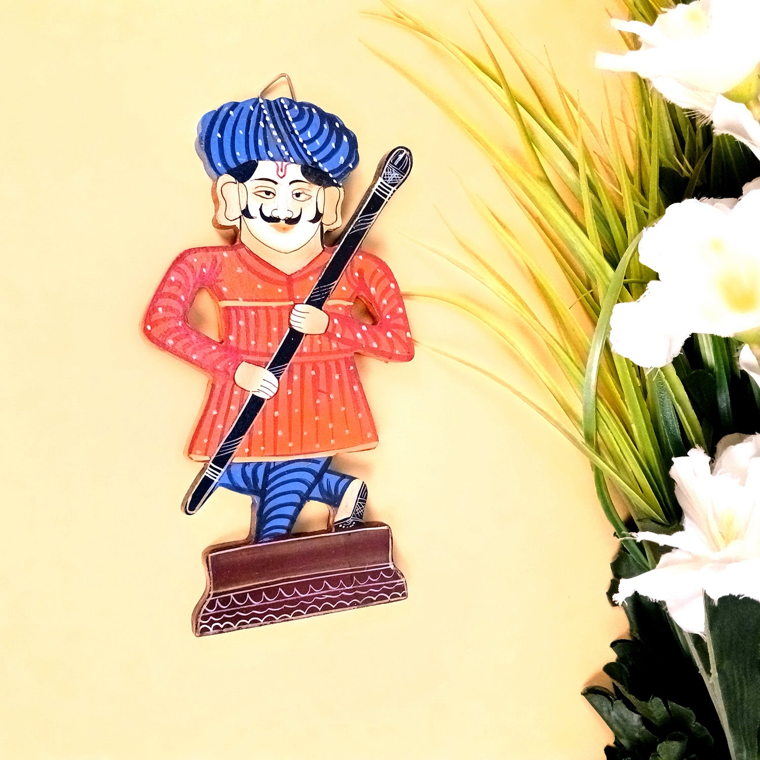 Wooden Darbaan Wall Hanging | Royal Guards Set | Rajasthani Wall Decor - for Home, Living room, Entrance Decor & Gifts - 8 Inch - Apkamart #Style_Pack Of 1