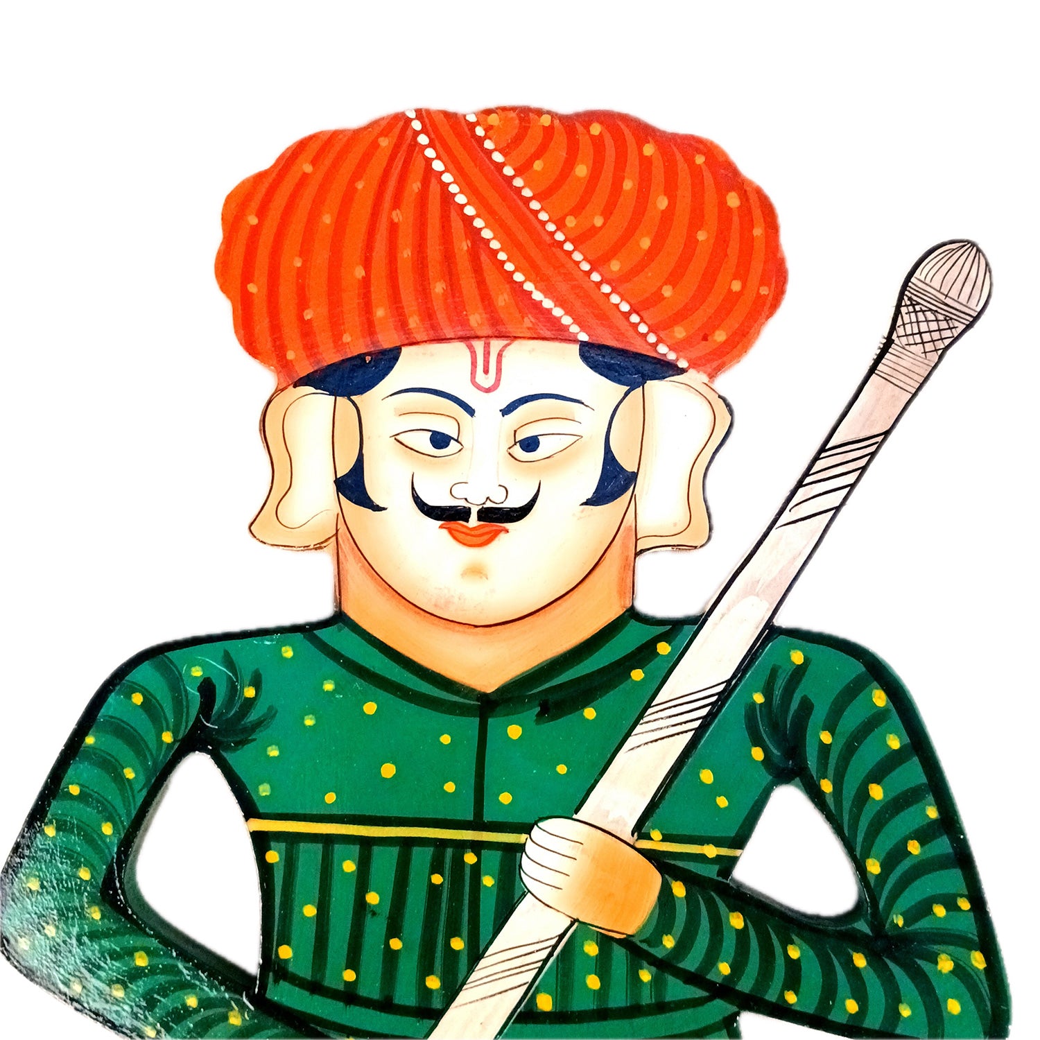 Wooden Darbaan Wall Hanging | Royal Guards Set | Rajasthani Wall Decor - for Home, Living room, Entrance Decor & Gifts - 16 Inch (Wood, Green) - Apkamart