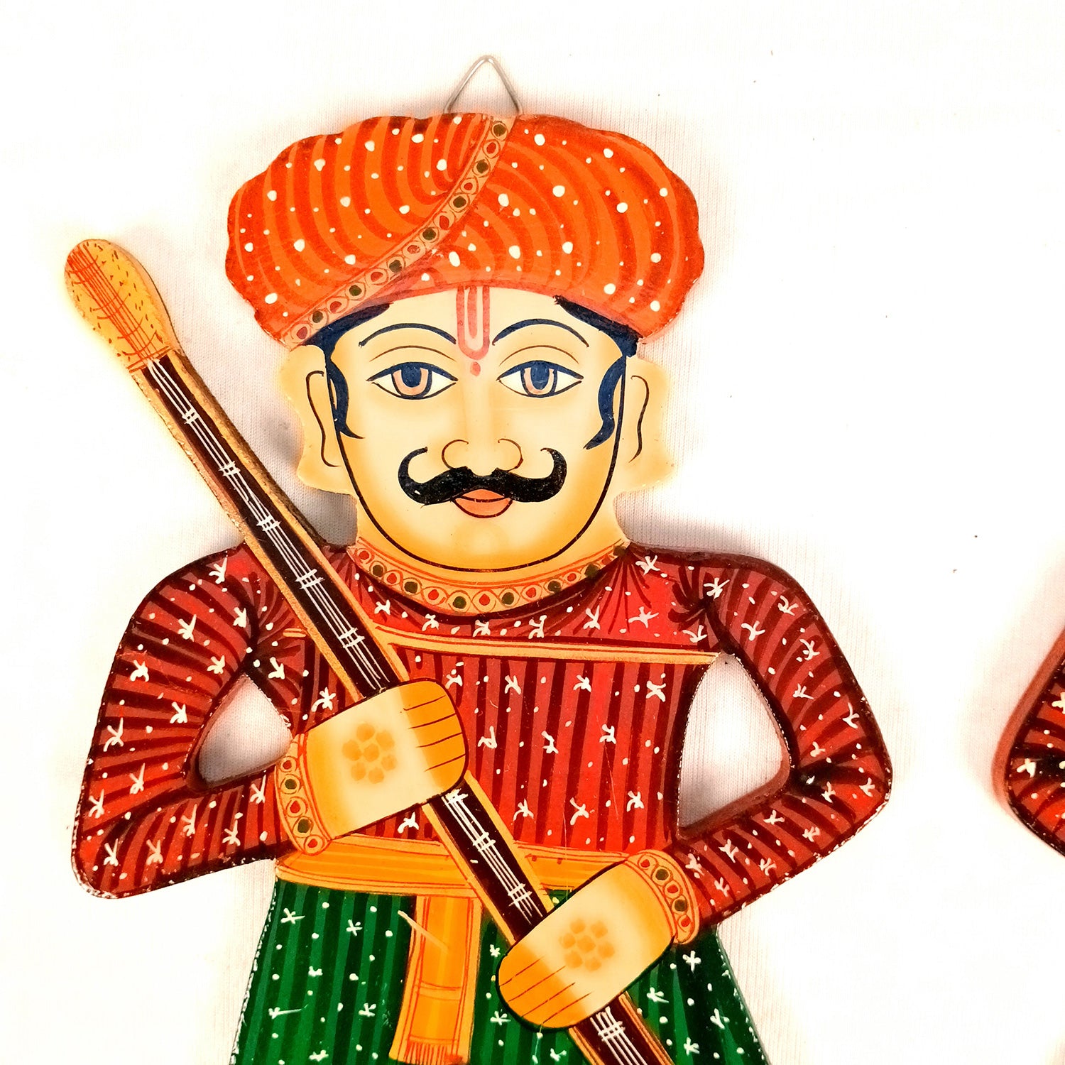 Wooden Darbaan Wall Hanging | Royal Guards Set | Rajasthani Wall Decor - for Home, Living room, Entrance Decor & Gifts - 12 Inch (Wood, Red) - Apkamart