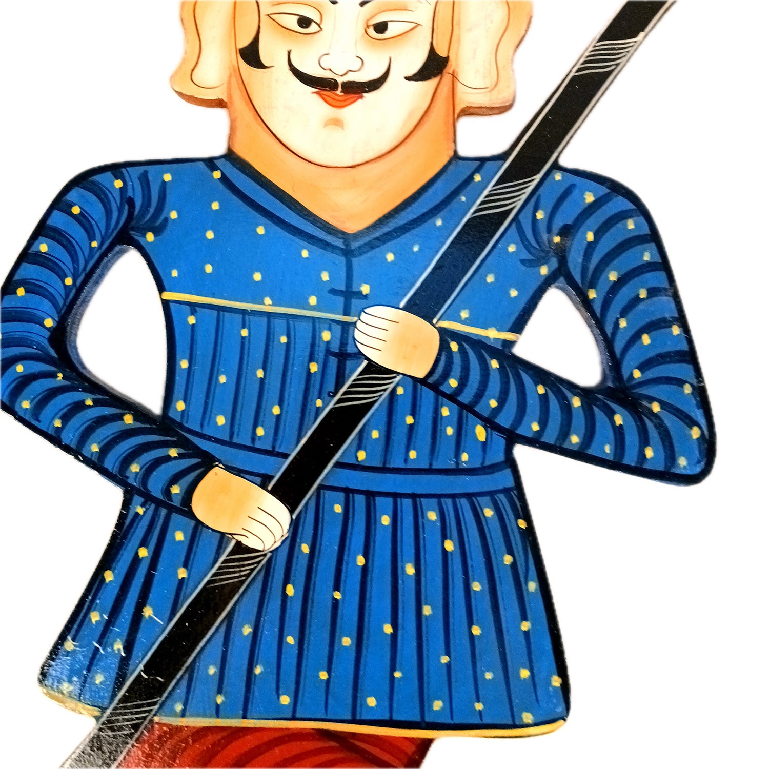 Wooden Darbaan Wall Hanging | Royal Guards Set | Rajasthani Wall Decor - for Home, Living room, Entrance Decor & Gifts - 16 Inch (Wood, Blue) - Apkamart