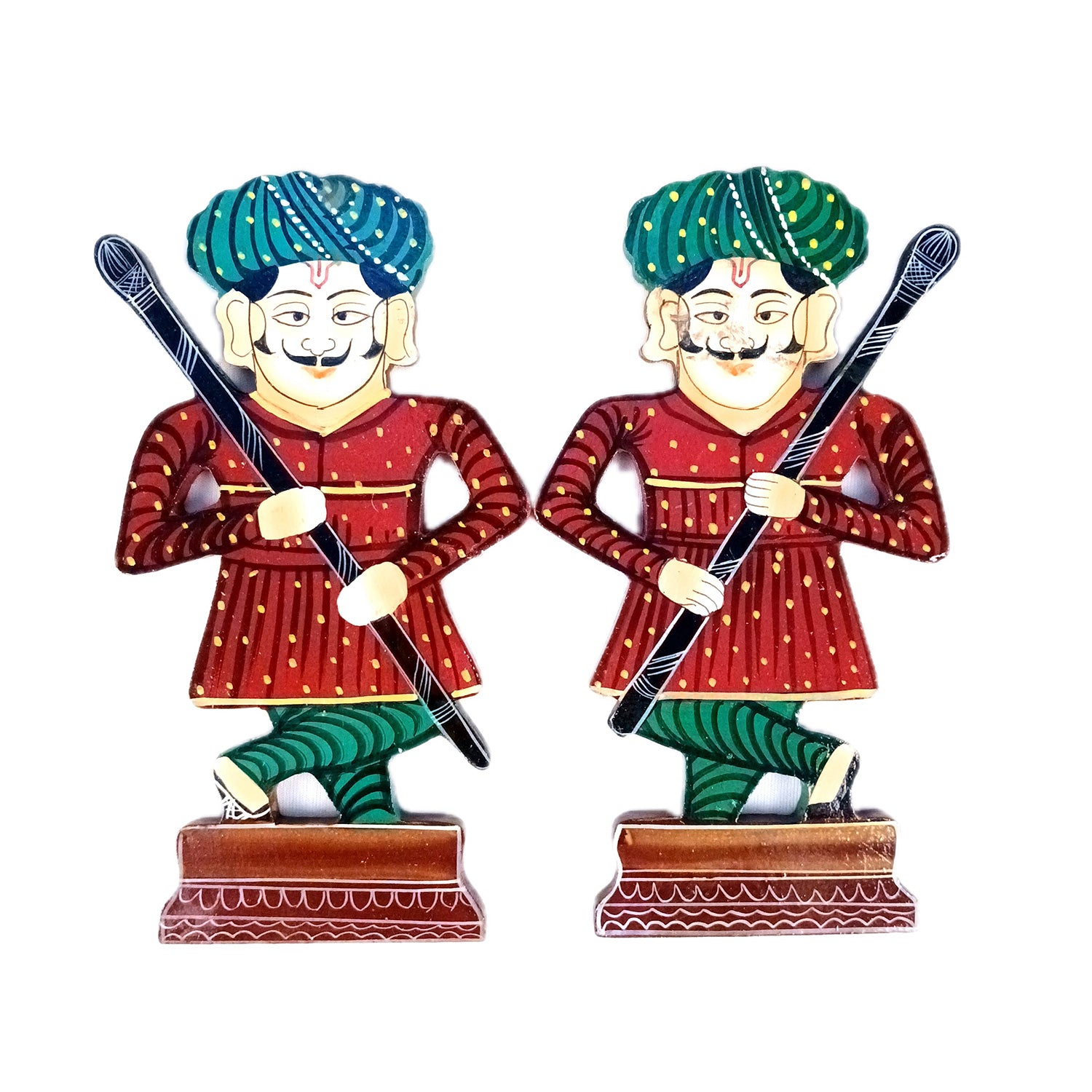 Wooden Darbaan Wall Hanging | Royal Guards Set | Rajasthani Wall Decor - for Home, Living room, Entrance Decor & Gifts - 8 Inch - Apkamart #Style_Pack Of 2