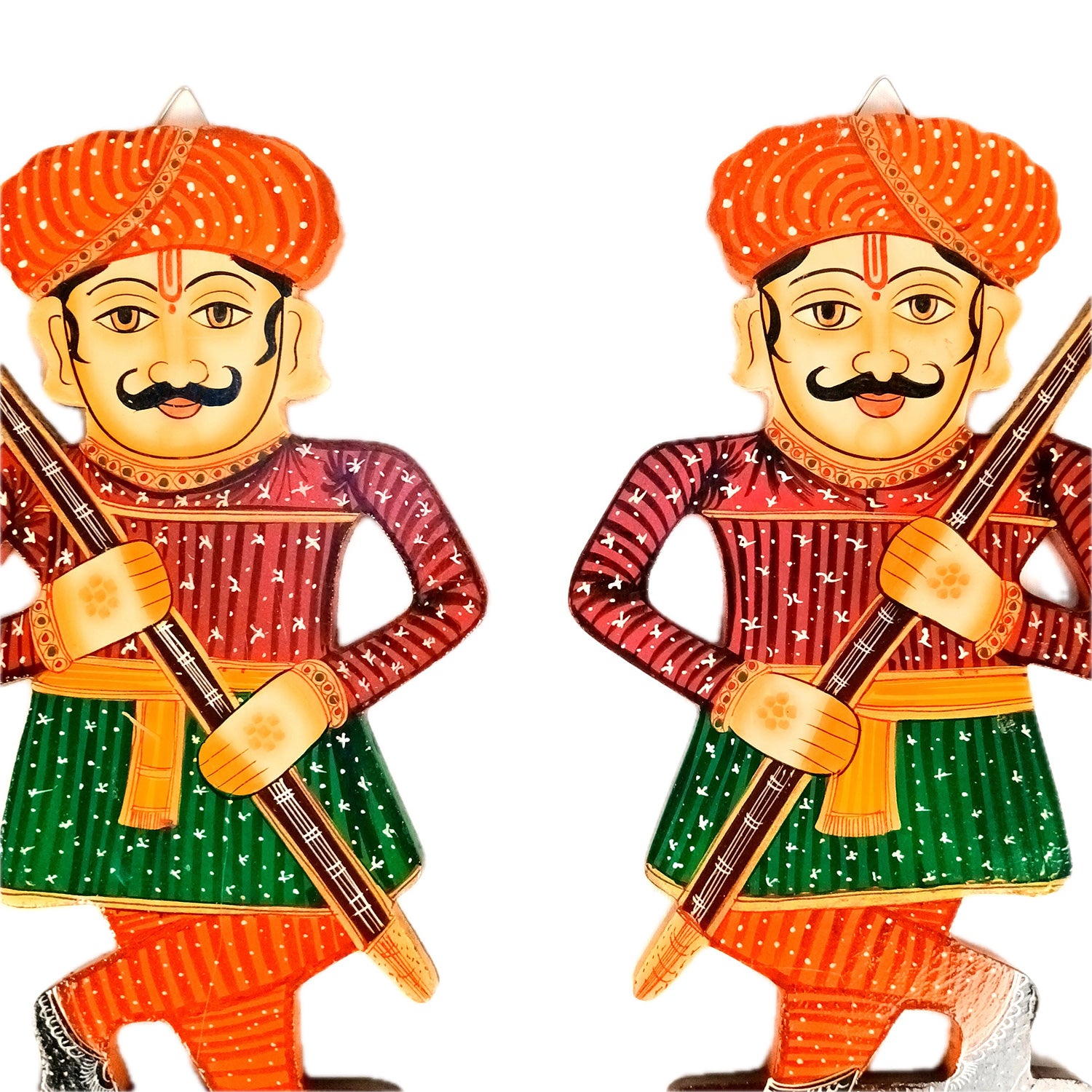 Wooden Darbaan Wall Hanging | Royal Guards Set | Rajasthani Wall Decor - for Home, Living room, Entrance Decor & Gifts - 12 Inch (Wood, Red) - Apkamart