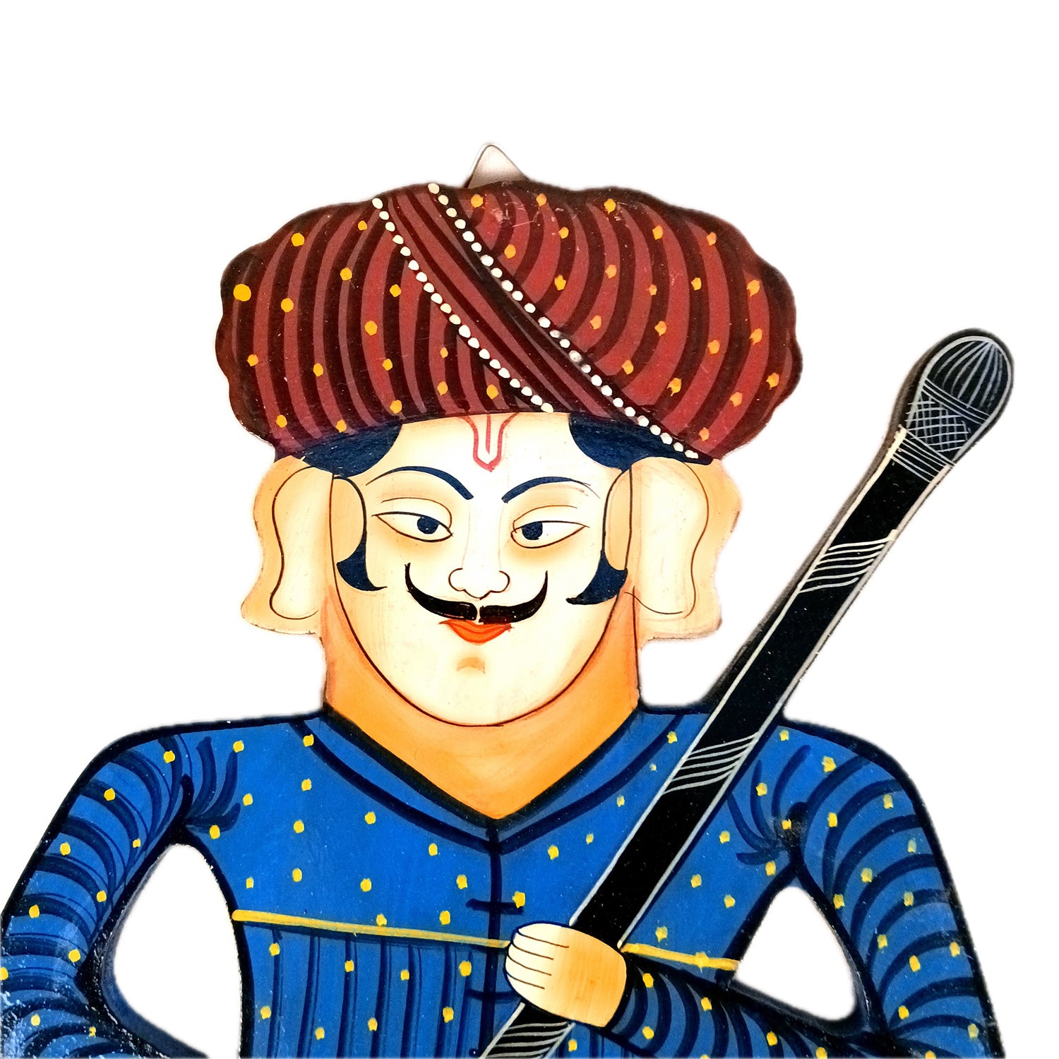 Wooden Darbaan Wall Hanging | Royal Guards Set | Rajasthani Wall Decor - for Home, Living room, Entrance Decor & Gifts - 16 Inch (Wood, Blue) - Apkamart