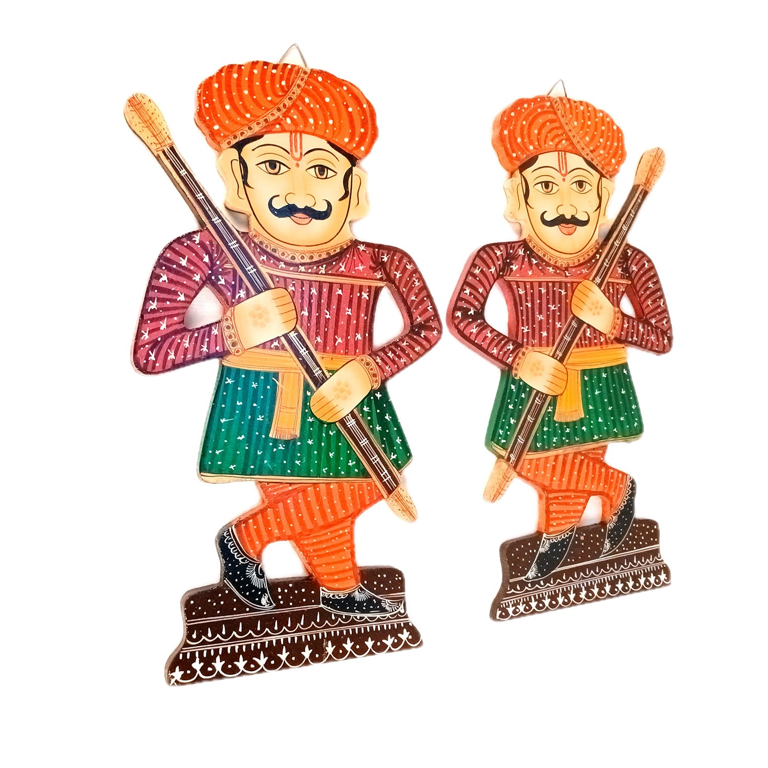 Wooden Darbaan Wall Hanging | Royal Guards Set | Rajasthani Wall Decor - for Home, Living room, Entrance Decor & Gifts - 12 Inch (Wood, Red) - Apkamart