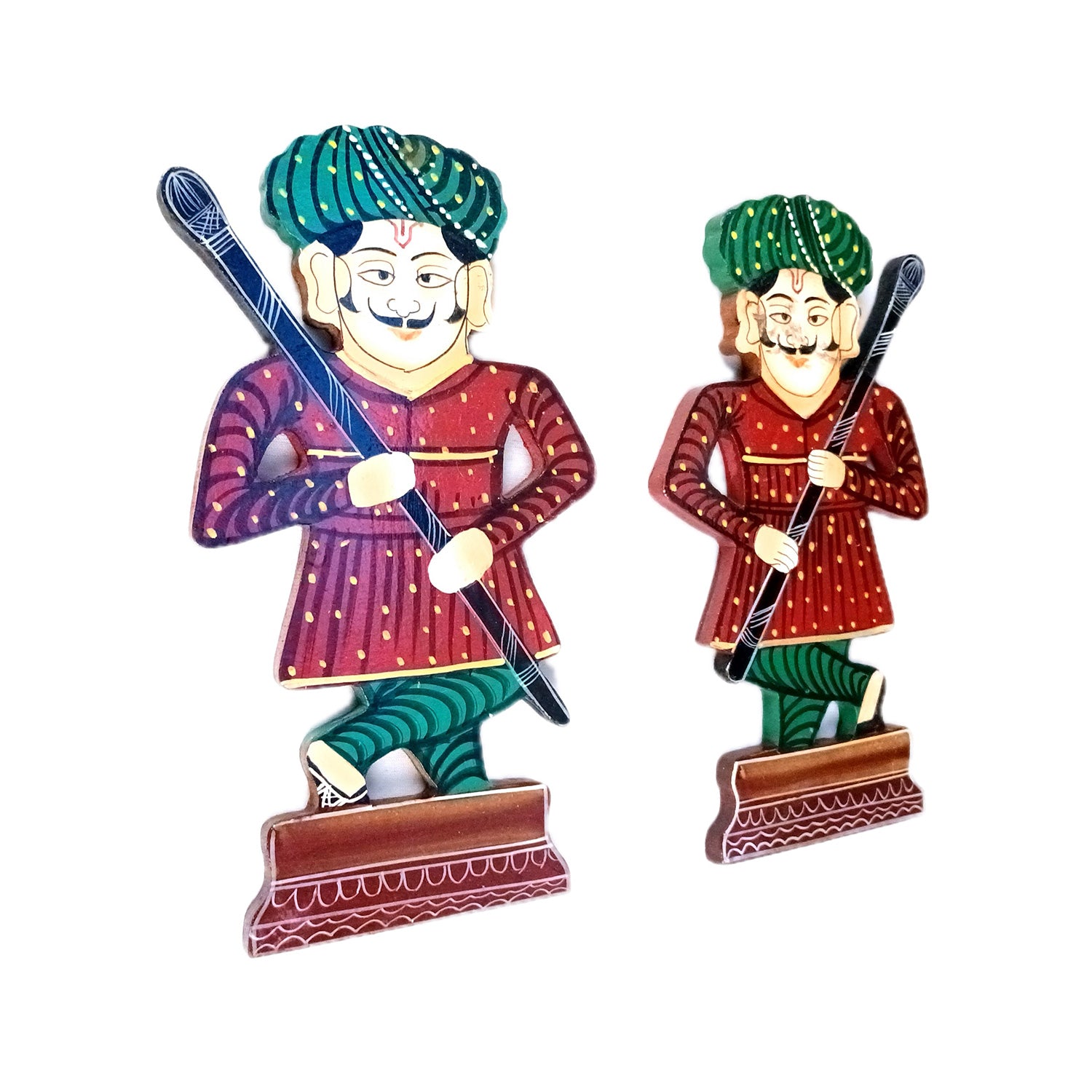 Wooden Darbaan Wall Hanging | Royal Guards Set | Rajasthani Wall Decor - for Home, Living room, Entrance Decor & Gifts - 8 Inch - Apkamart #Style_Pack Of 2