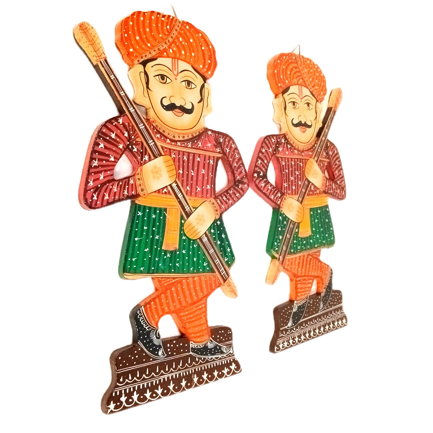 Wooden Darbaan Wall Hanging | Royal Guards Set | Rajasthani Wall Decor - for Home, Living room, Entrance Decor & Gifts - 12 Inch (Wood, Red) - Apkamart