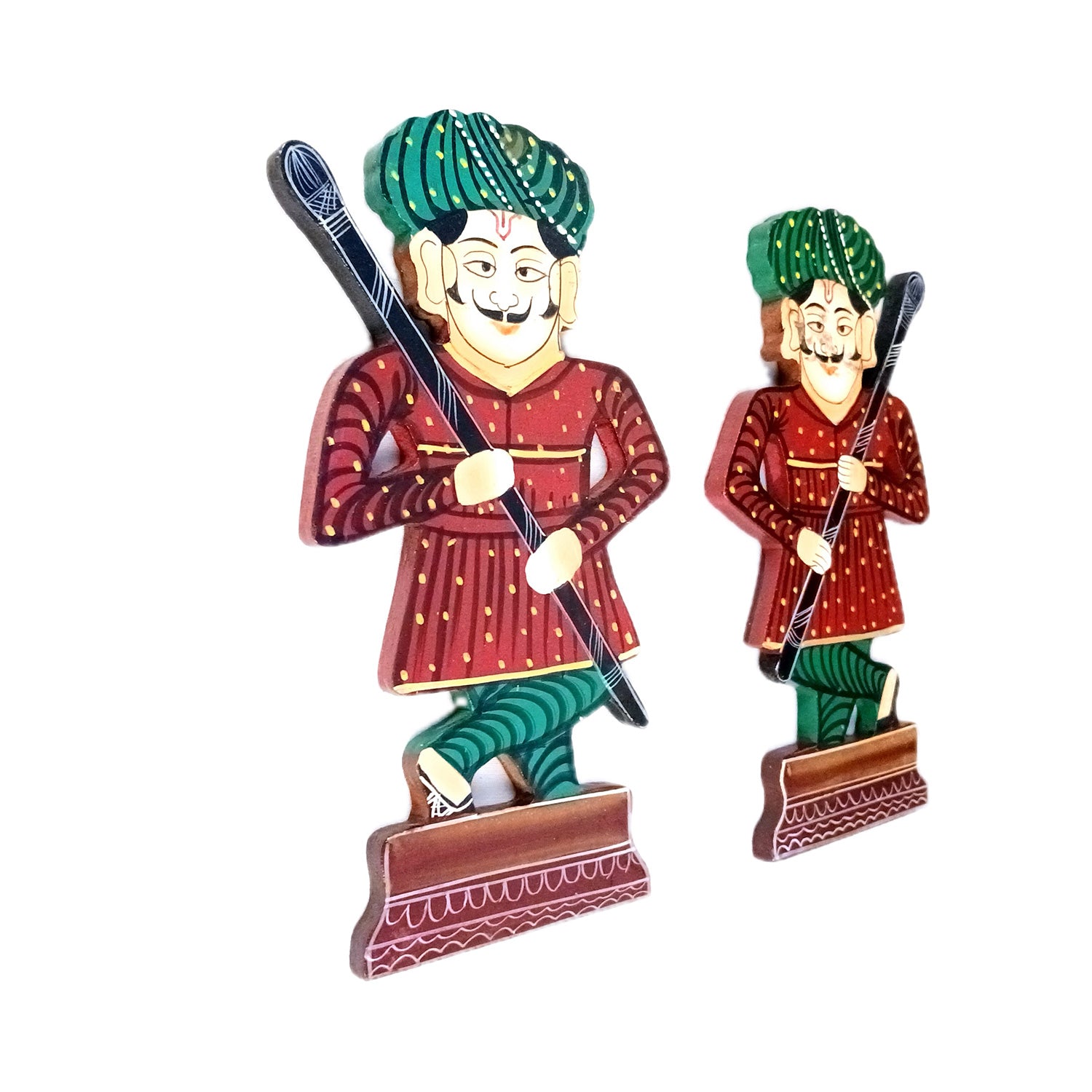 Wooden Darbaan Wall Hanging | Royal Guards Set | Rajasthani Wall Decor - for Home, Living room, Entrance Decor & Gifts - 8 Inch - Apkamart #Style_Pack Of 2