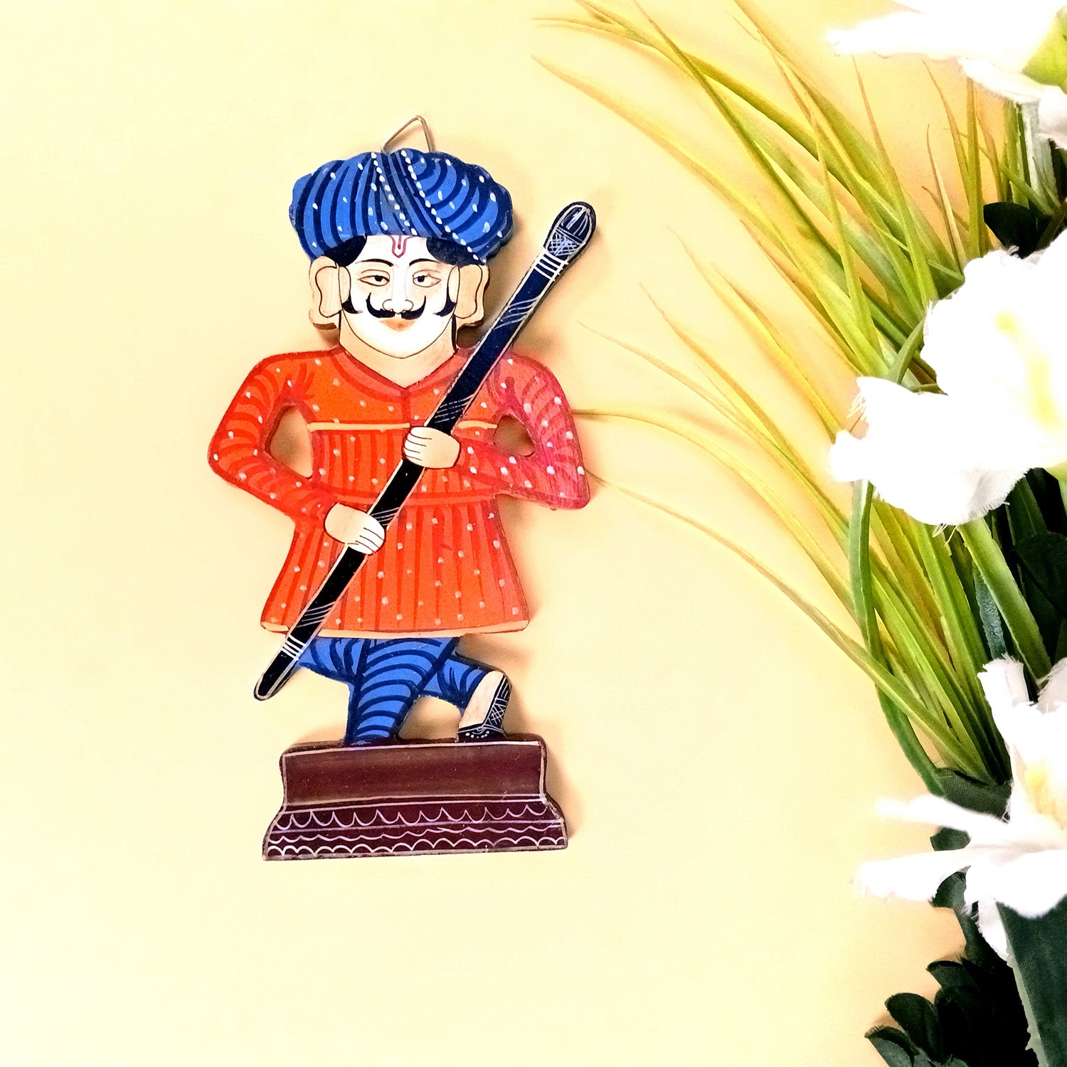 Wooden Darbaan Wall Hanging | Royal Guards Set | Rajasthani Wall Decor - for Home, Living room, Entrance Decor & Gifts - 8 Inch - Apkamart #Style_Pack Of 1