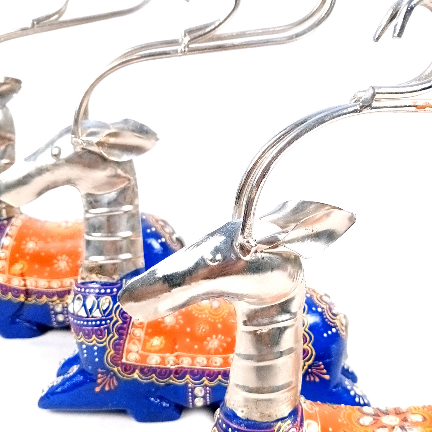 Deer Showpiece Set | Reindeer Statue | Animal Figurines - for Home Decor, Garden, Balcony, Living Room & Gifts - 14 Inch (Pack of 3) - Apkamart #Colour_Blue