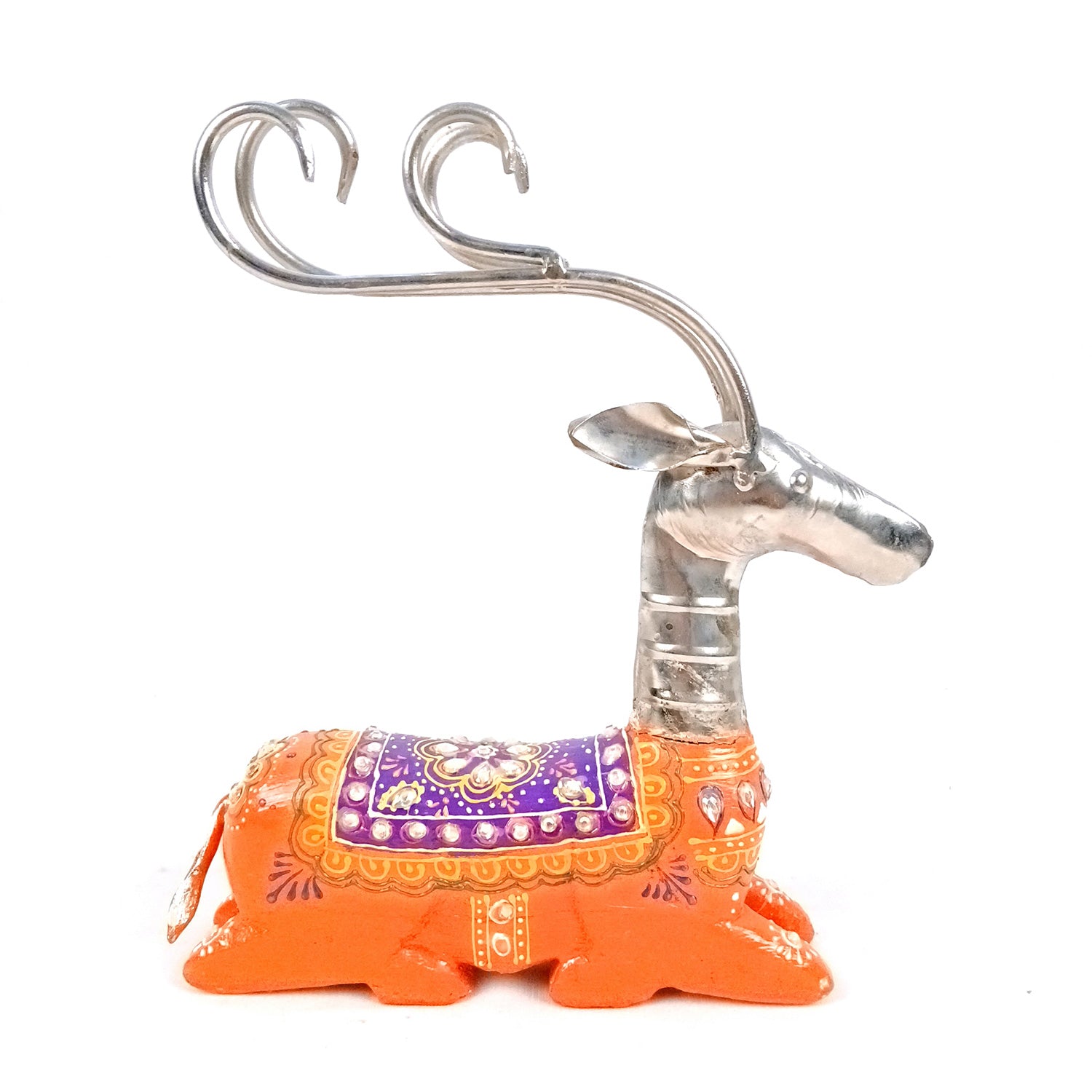 Deer Showpiece Set | Reindeer Statue | Animal Figurines - for Home Decor, Garden, Balcony, Living Room & Gifts - 14 Inch (Pack of 3) - Apkamart #Colour_Orange