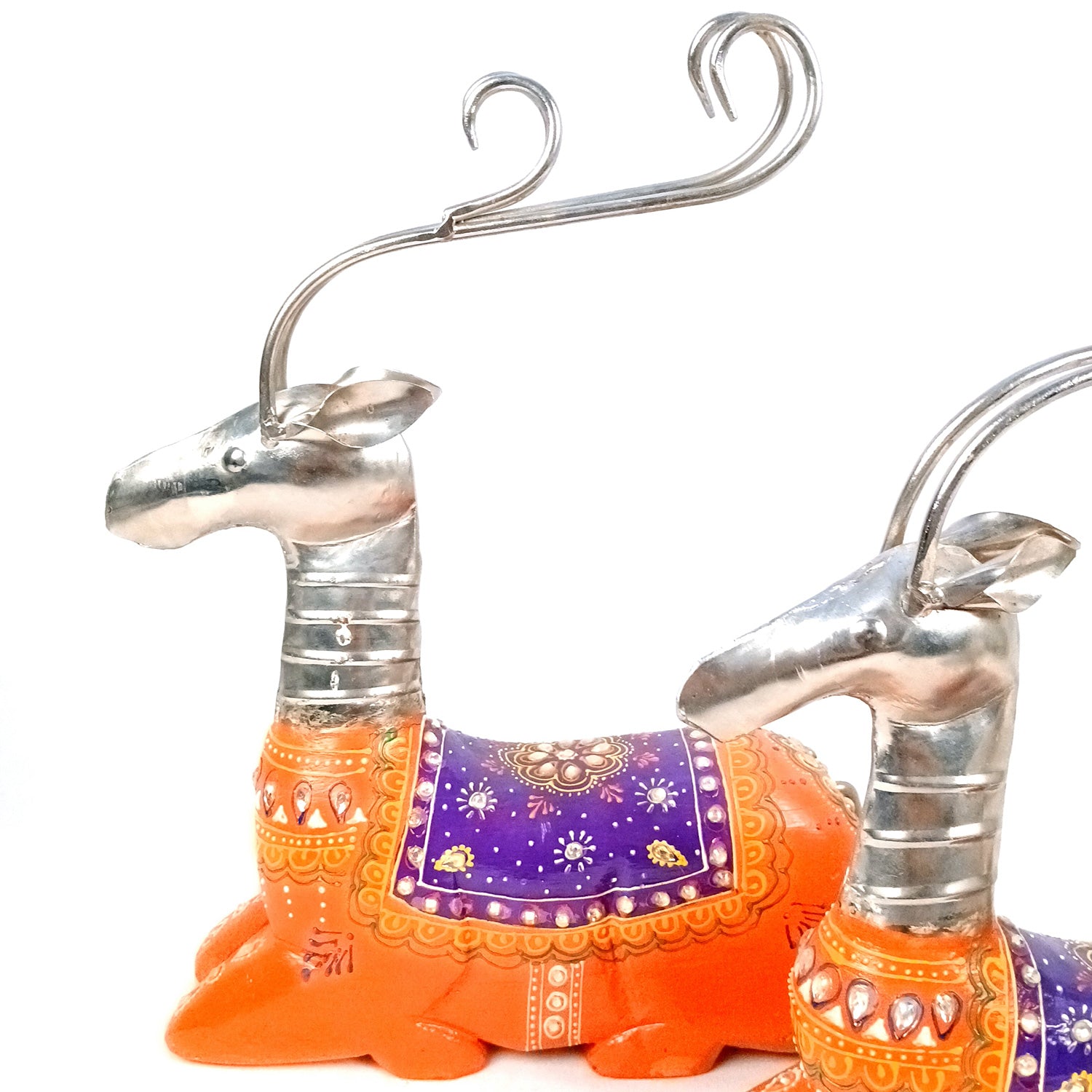 Deer Showpiece Set | Reindeer Statue | Animal Figurines - for Home Decor, Garden, Balcony, Living Room & Gifts - 14 Inch (Pack of 3) - Apkamart #Colour_Orange