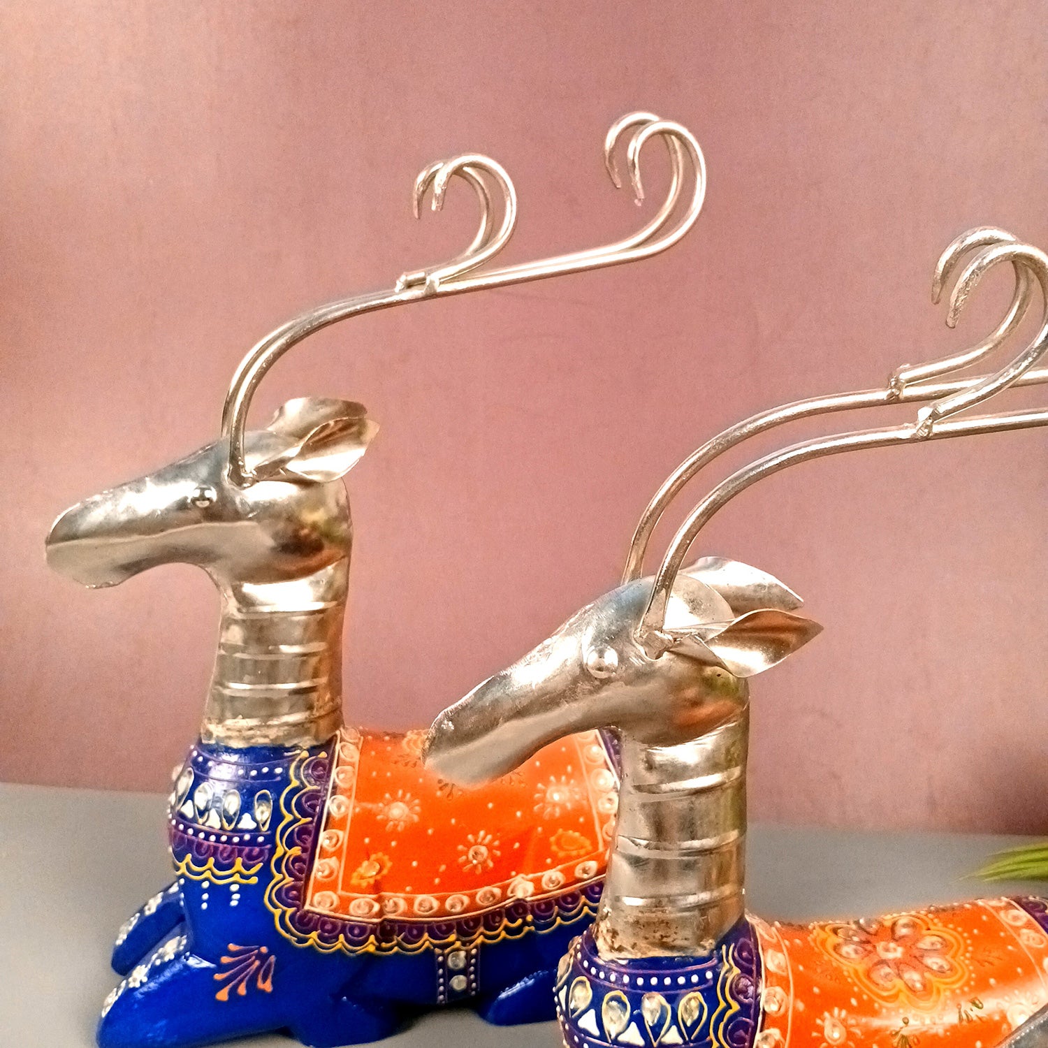 Deer Showpiece Set | Reindeer Statue | Animal Figurines - for Home Decor, Garden, Balcony, Living Room & Gifts - 14 Inch (Pack of 3) - Apkamart #Colour_Blue