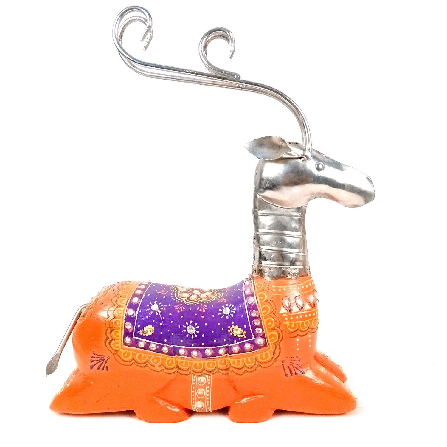 Deer Showpiece Set | Reindeer Statue | Animal Figurines - for Home Decor, Garden, Balcony, Living Room & Gifts - 14 Inch (Pack of 3) - Apkamart #Colour_Orange