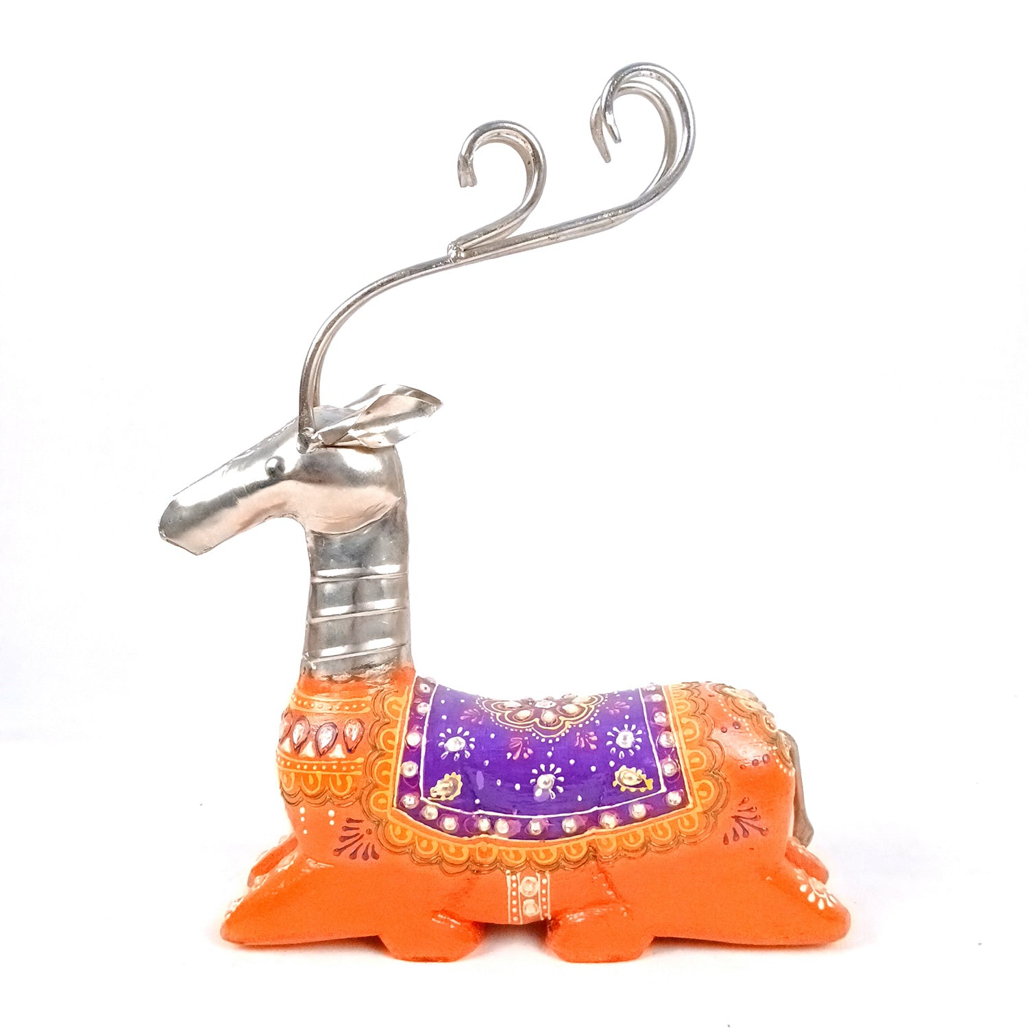 Deer Showpiece Set | Reindeer Statue | Animal Figurines - for Home Decor, Garden, Balcony, Living Room & Gifts - 14 Inch (Pack of 3) - Apkamart #Colour_Orange