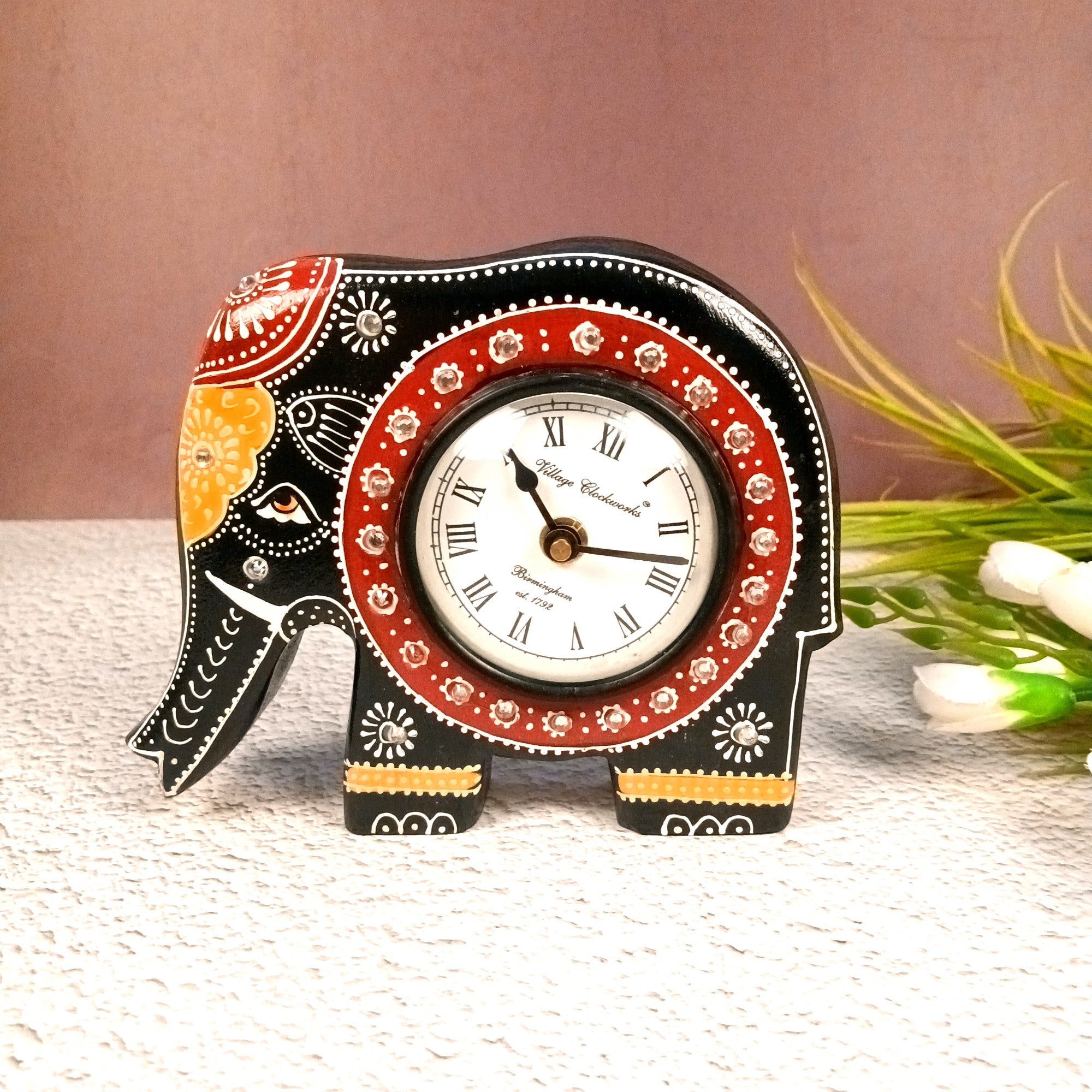 Desk Clock – Table Clock for Home & Office Decor | Elephant Shape Modern Desk Timepiece for Living Room, Bedroom, Study & Gifting - 7 Inch - Apkamart